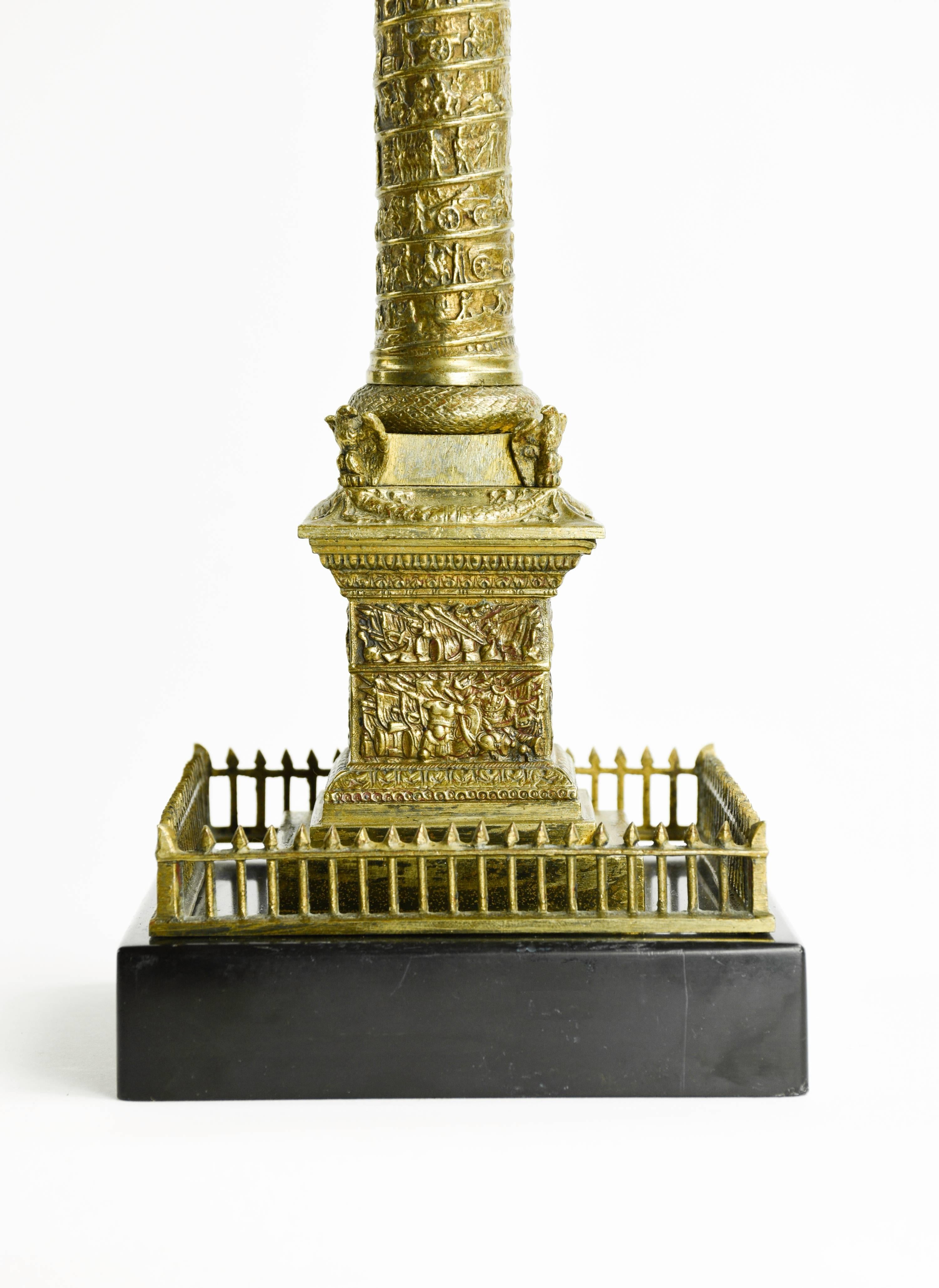 Bronze Architectural Model of the Vendome Column, Paris, circa 1850 In Excellent Condition In Lafayette, CA