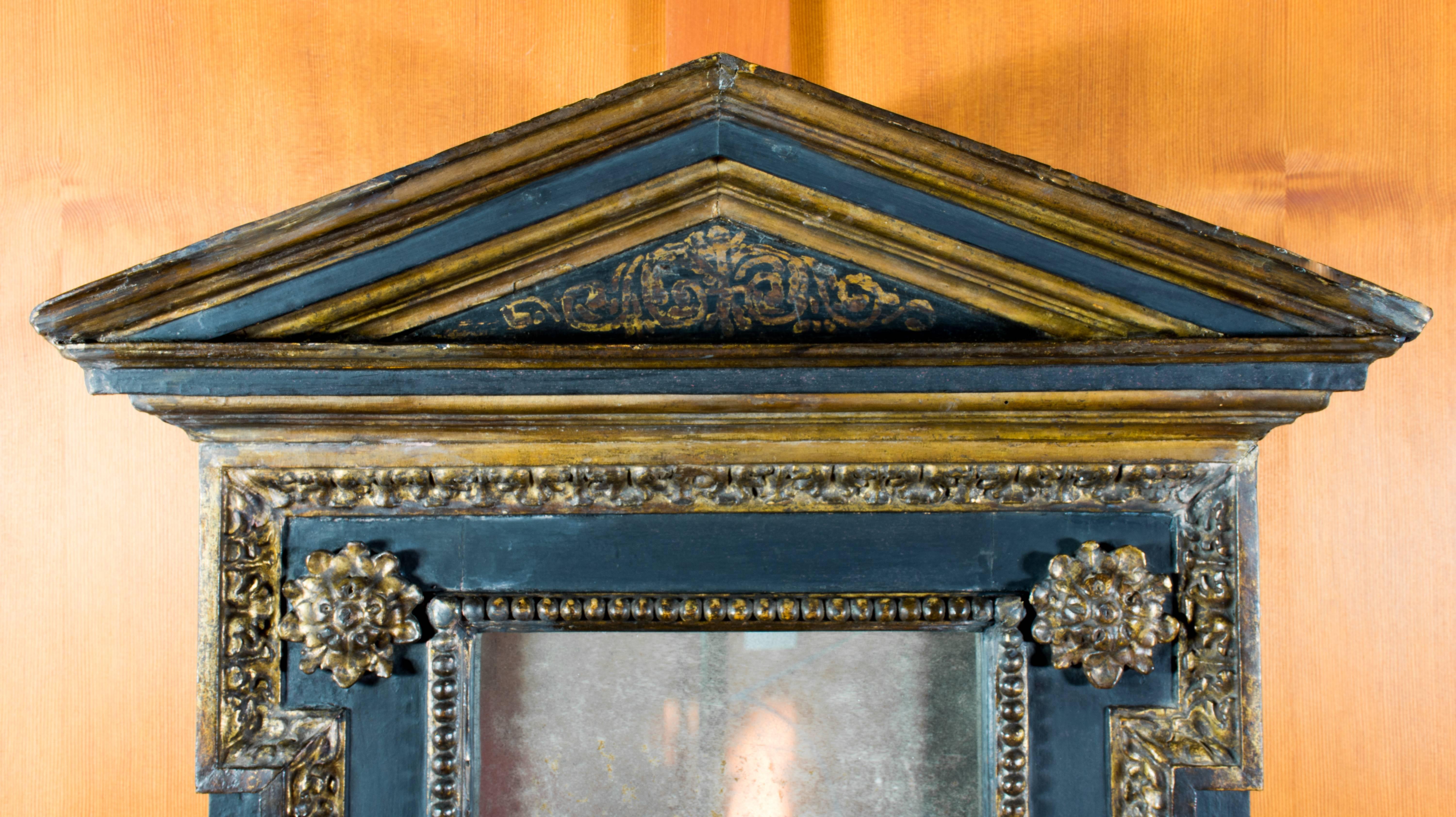 17th Century Mannerist Italian Wood Tabernacle Mirror from the Collection of David Abbato For Sale
