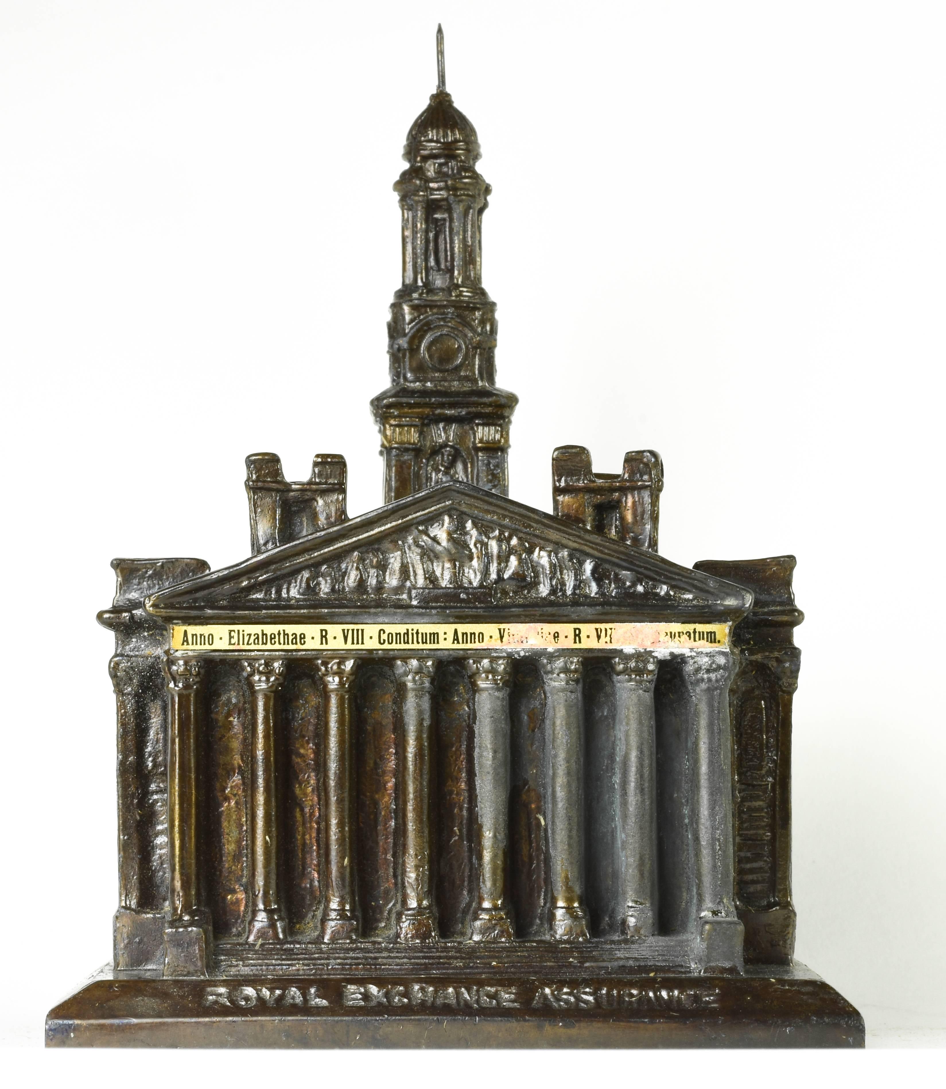 Neoclassical Revival Royal Exchange Assurance, London, 1930s Souvenir Architectural Inkwell For Sale