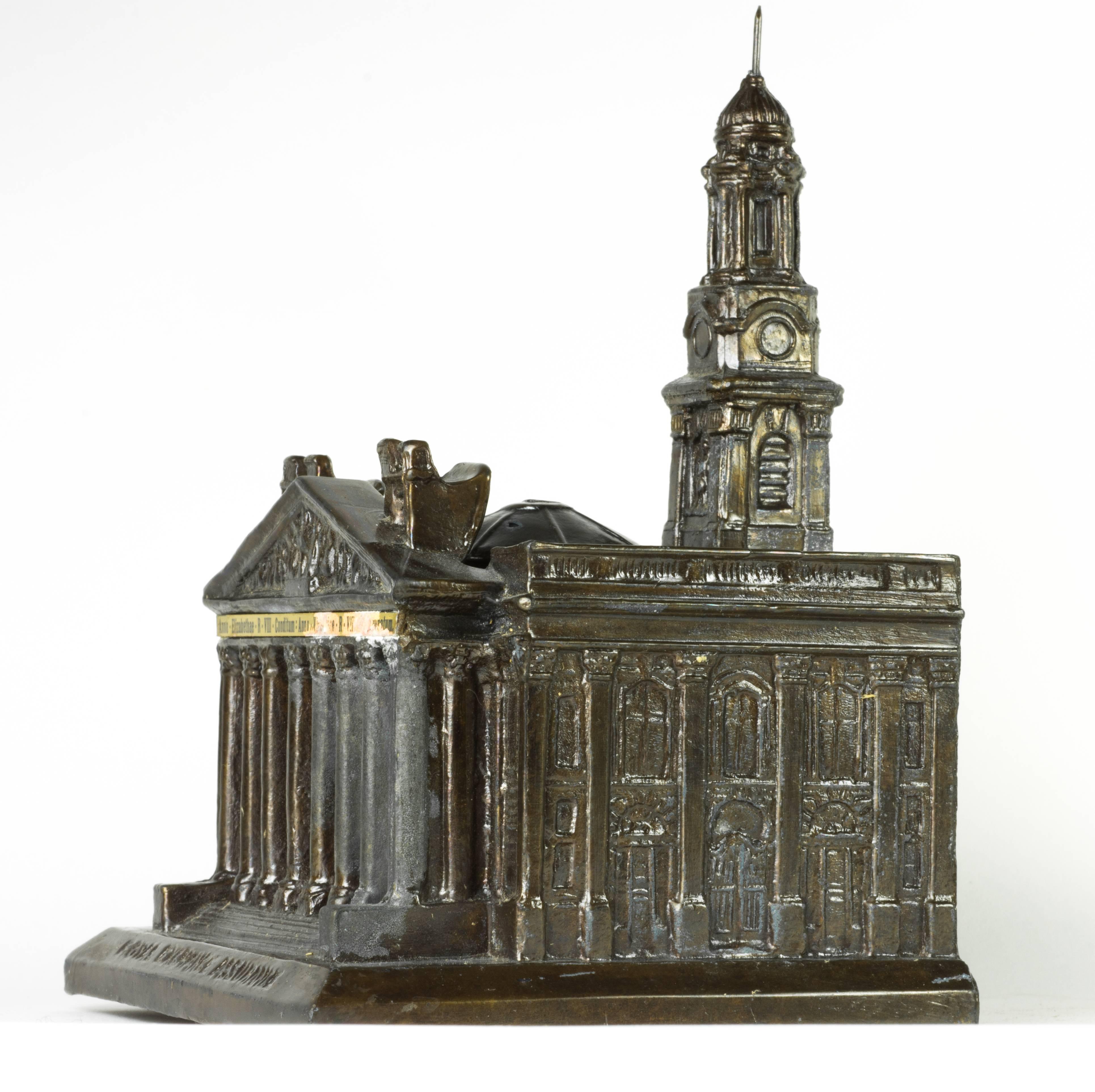 English Royal Exchange Assurance, London, 1930s Souvenir Architectural Inkwell For Sale