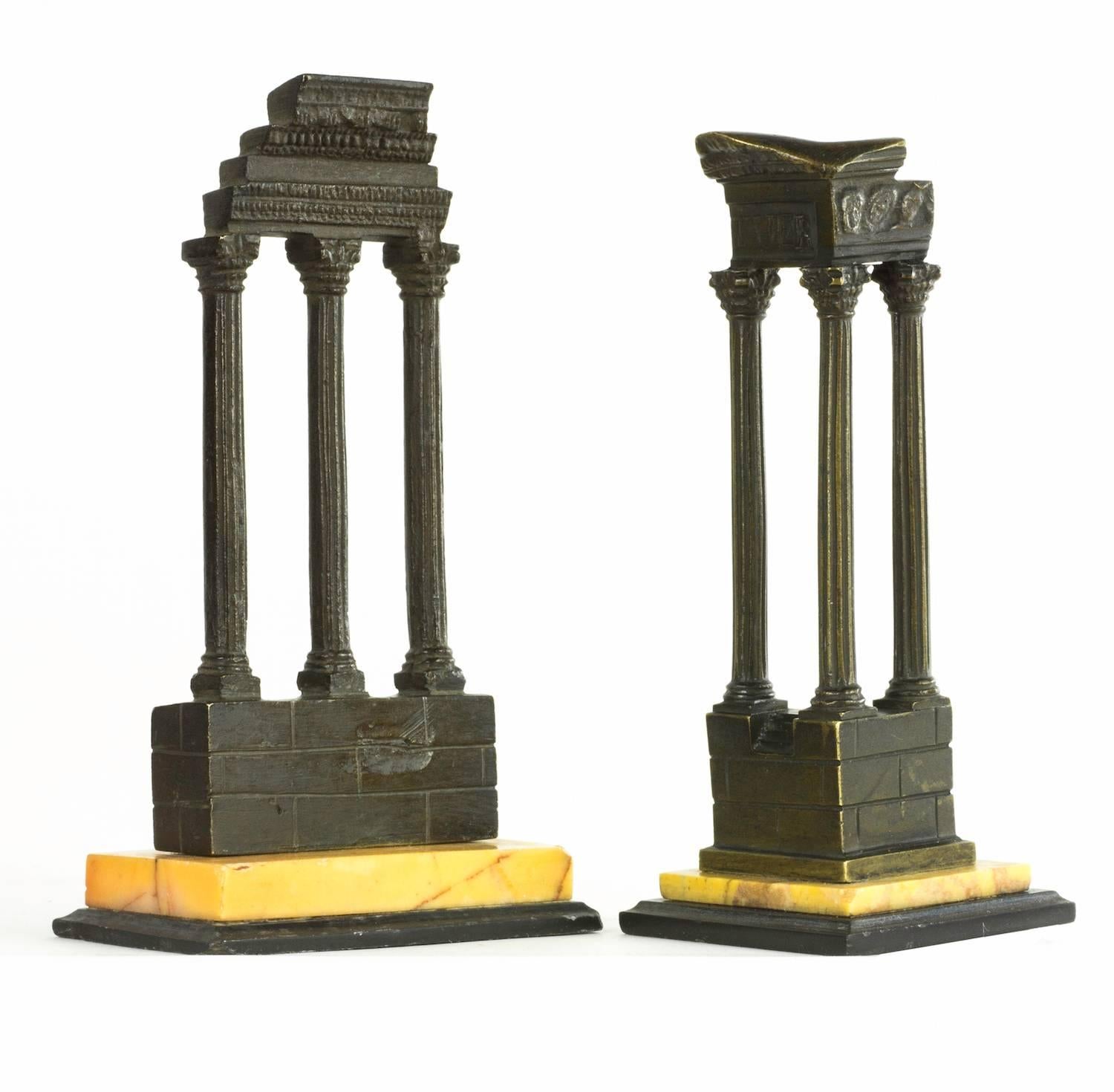 Carved Set of four Grand Tour architectural models of Roman ruins, c. 1880