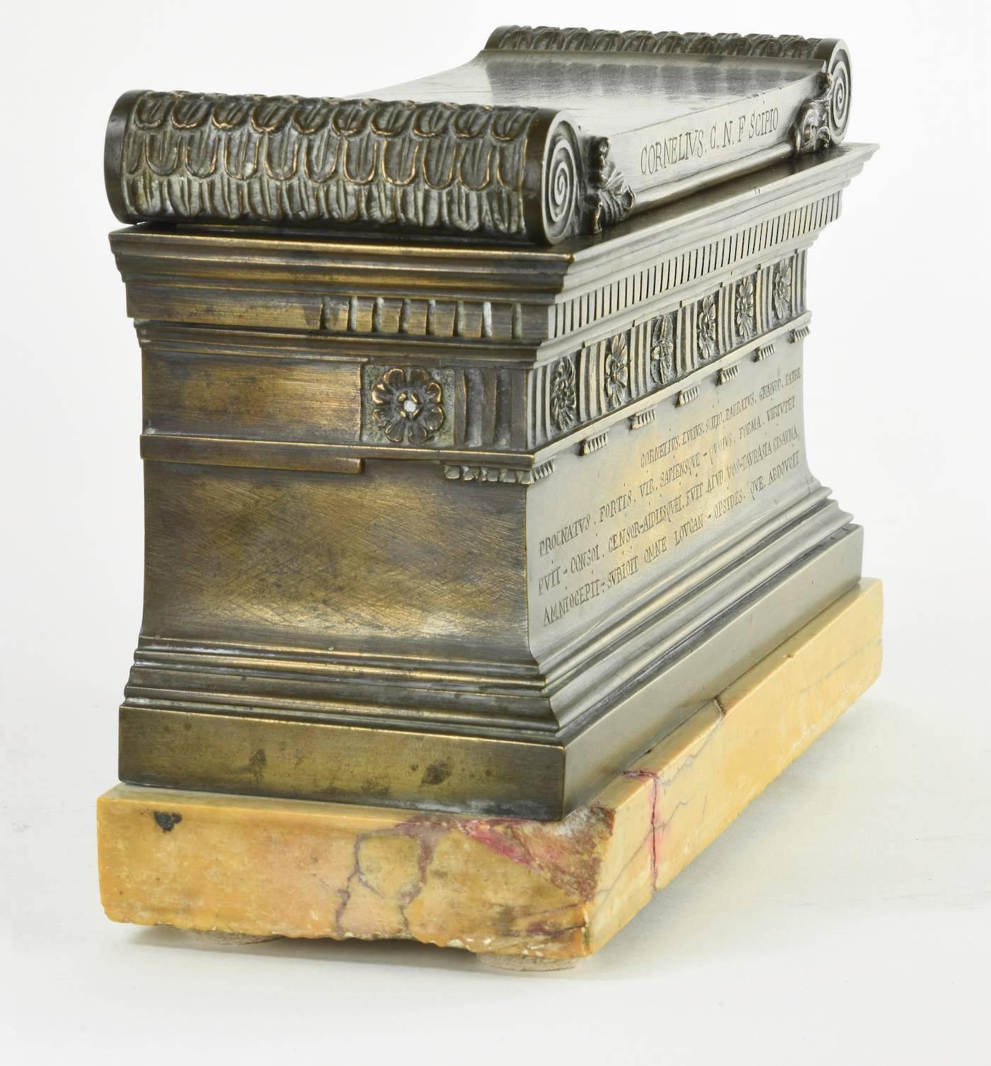 Grand Tour Bronze Architectural Model of the Tomb of Scipio, Appian Way, Rome In Fair Condition In Lafayette, CA
