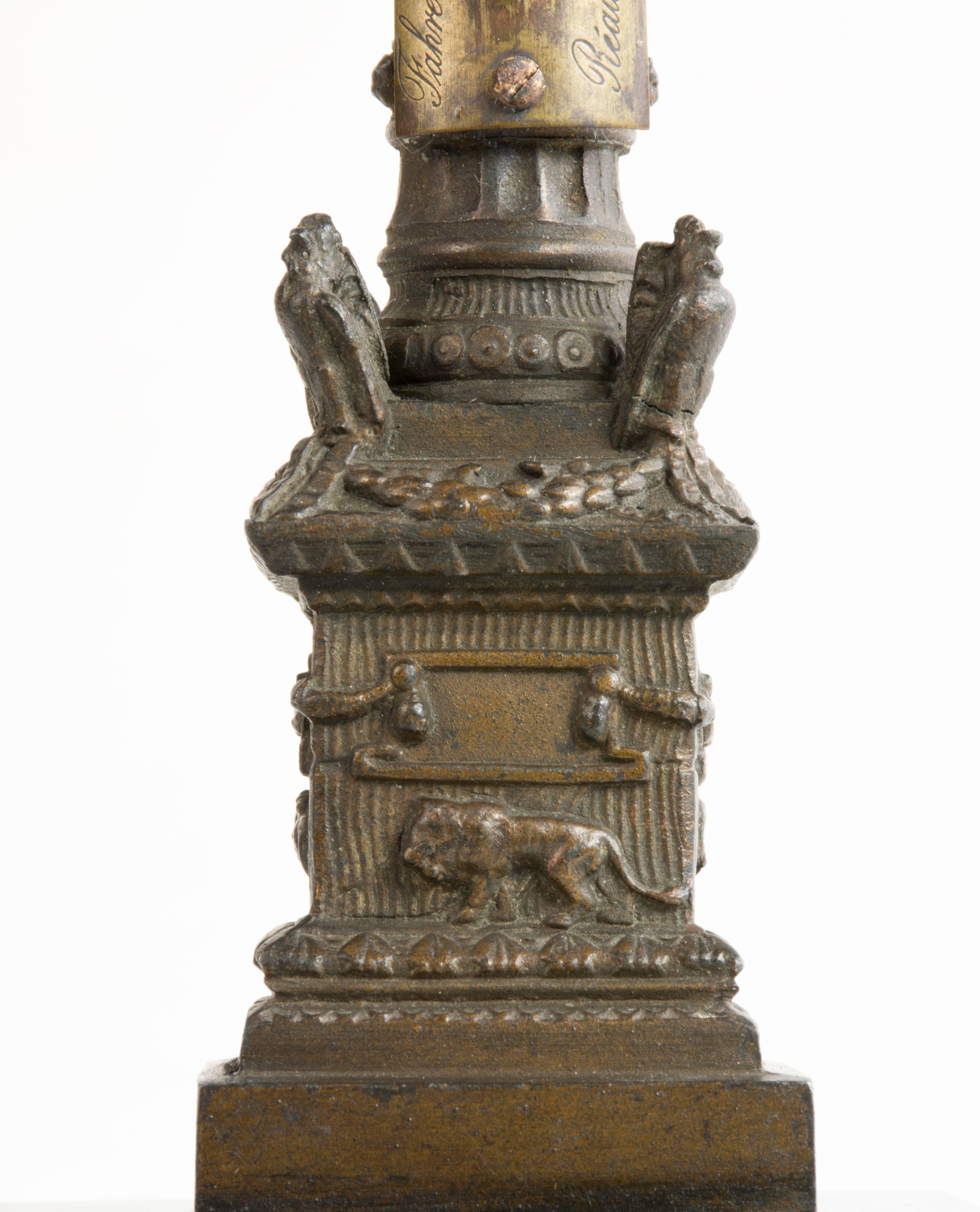 French 19th Century Bronze Model and Thermometer, July Column, Paris