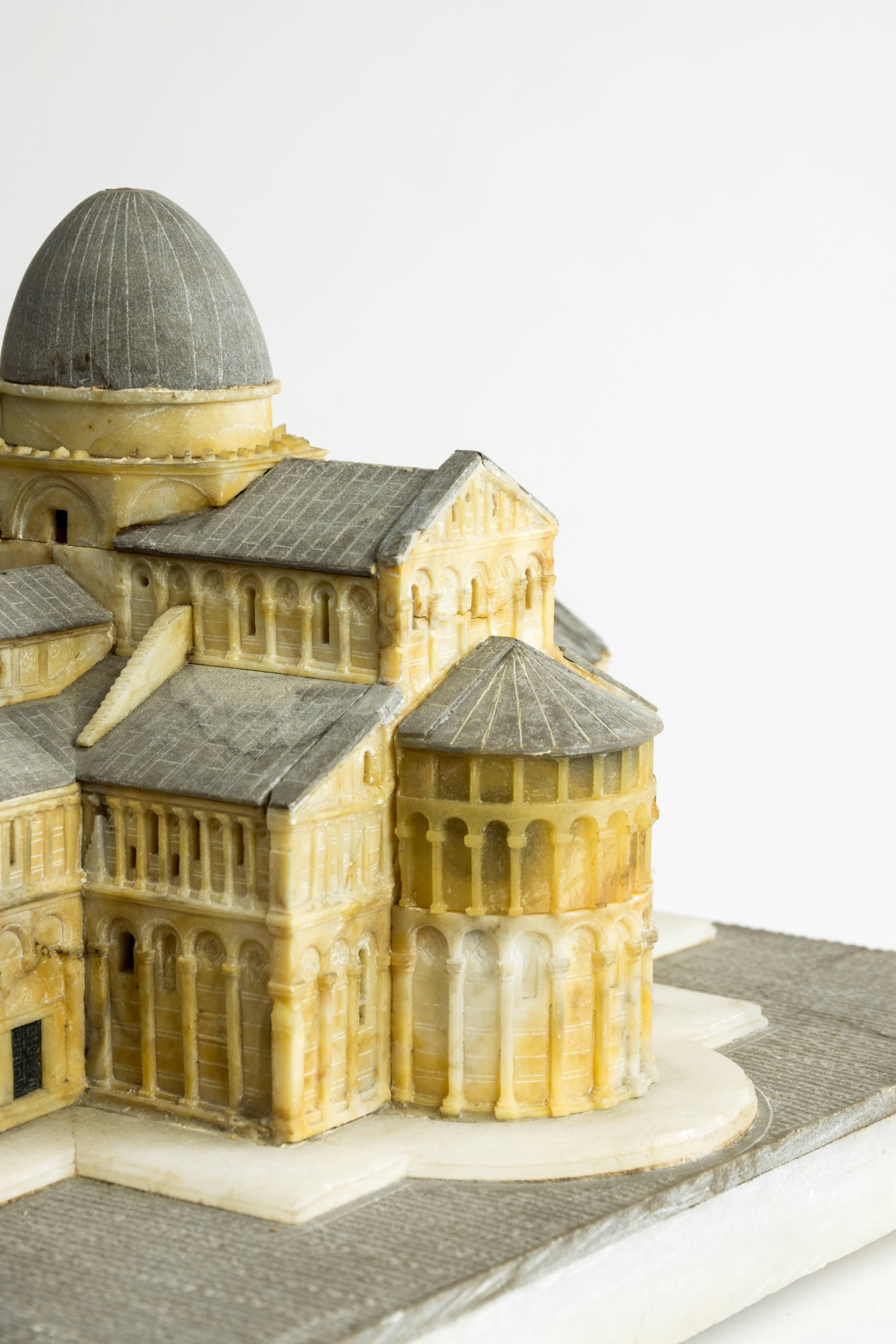 Late 19th Century Highly-Detailed Grand Tour Alabaster Model of Pisa Cathedral, circa 1870 For Sale
