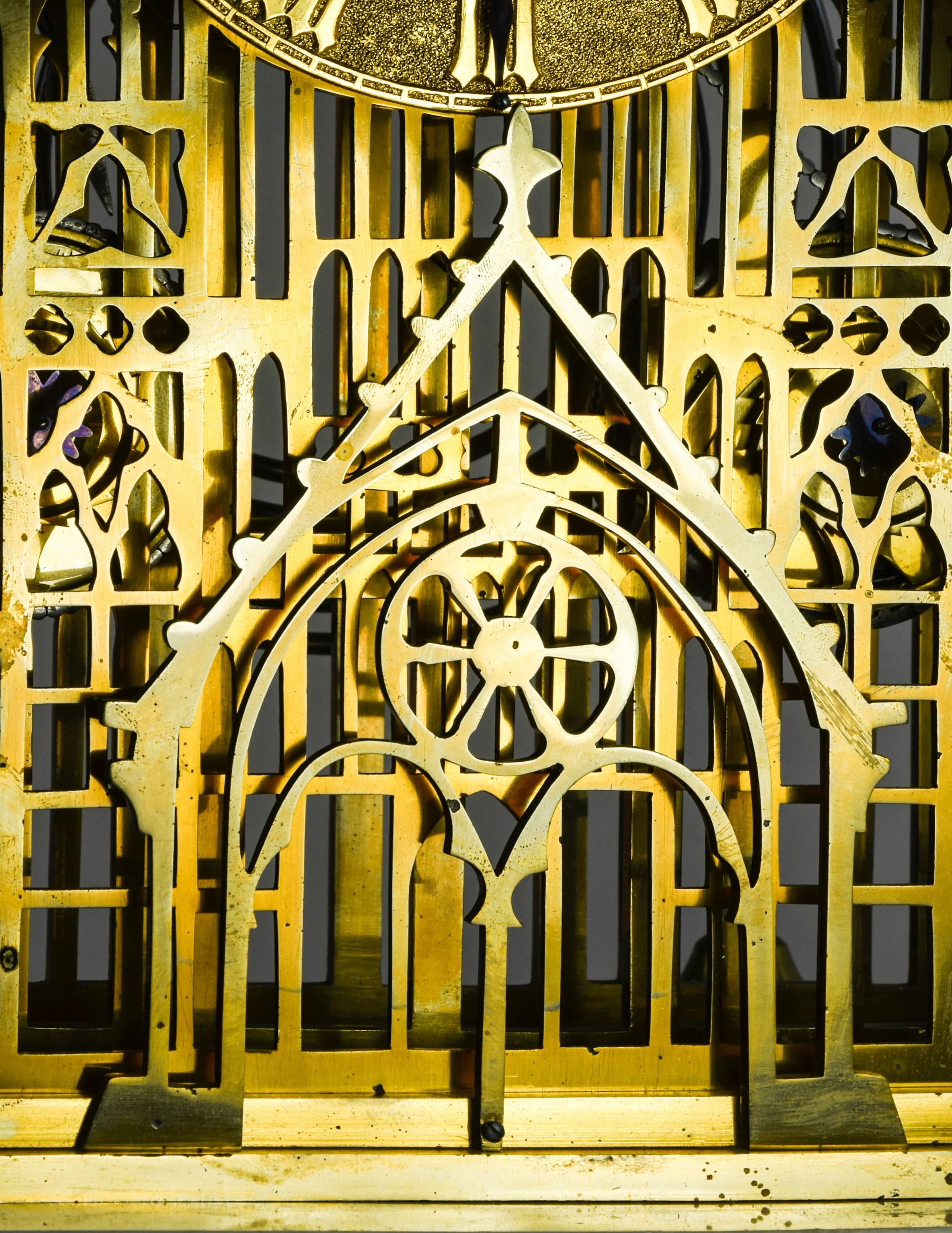 English 19th Century Brass Skeleton Clock Model of Westminster Cathedral, London