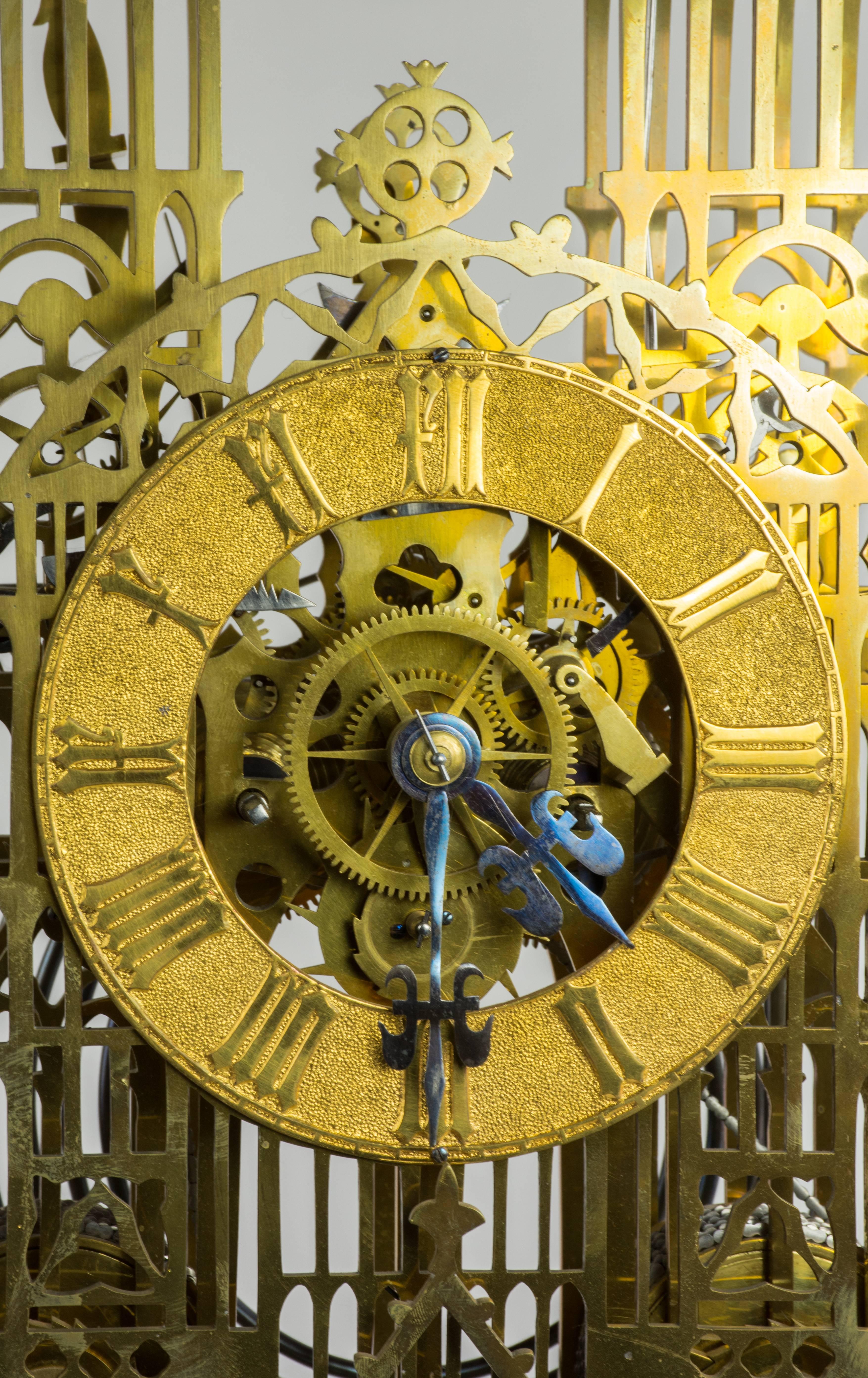 Cast 19th Century Brass Skeleton Clock Model of Westminster Cathedral, London