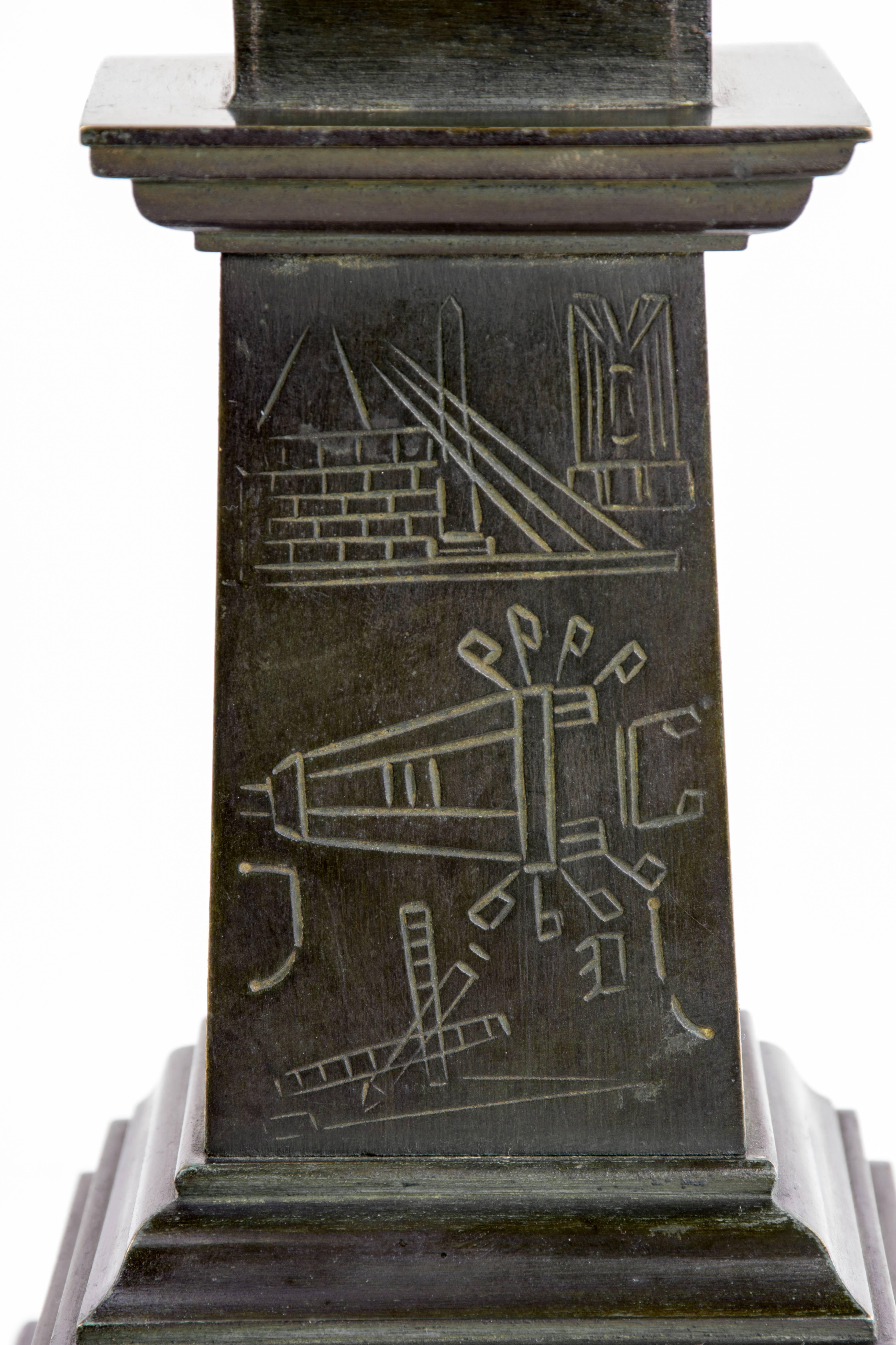 Impressive c. 1850 Grand Tour bronze model of the Luxor Obelisk, Paris In Good Condition For Sale In Lafayette, CA