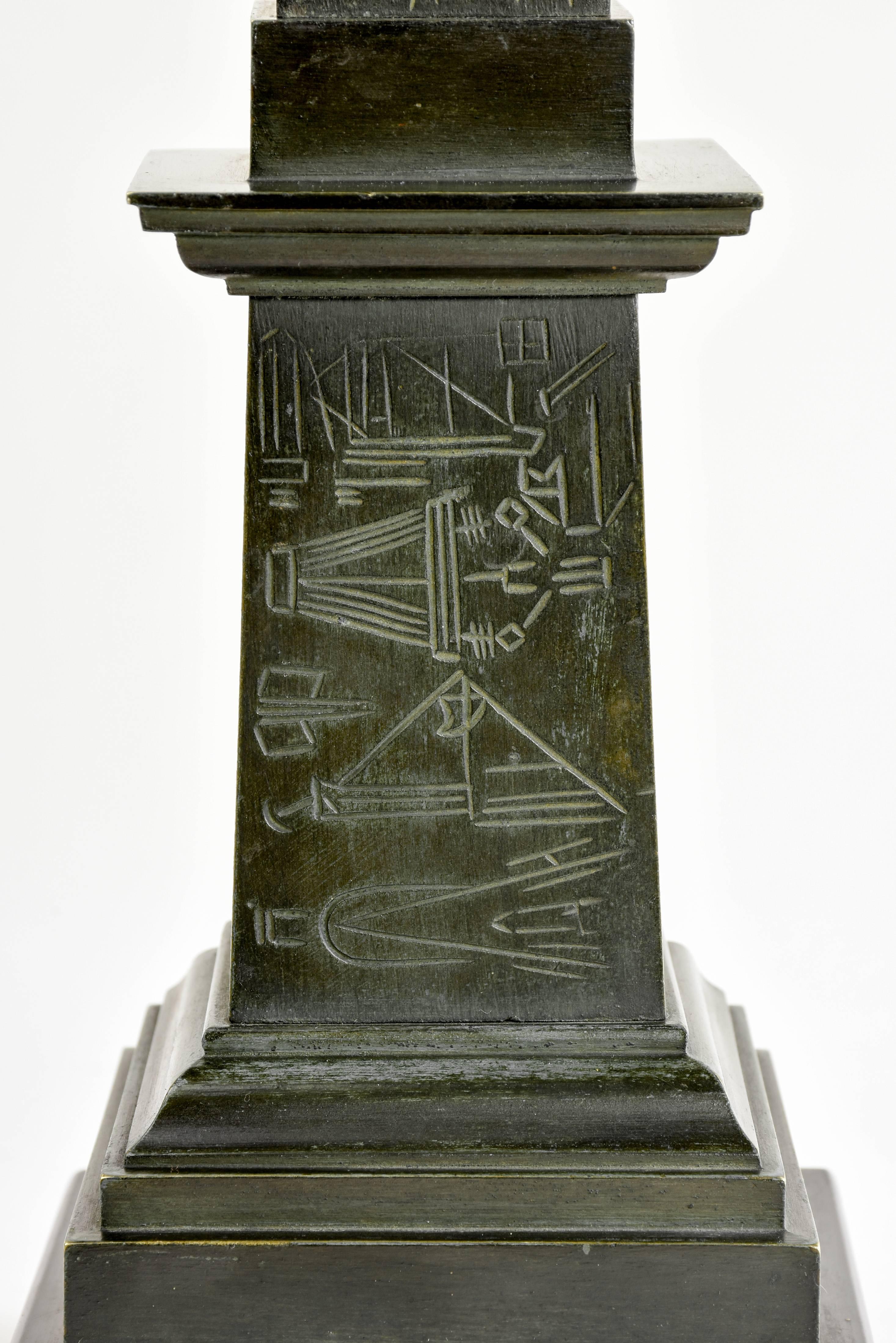 French Impressive c. 1850 Grand Tour bronze model of the Luxor Obelisk, Paris For Sale