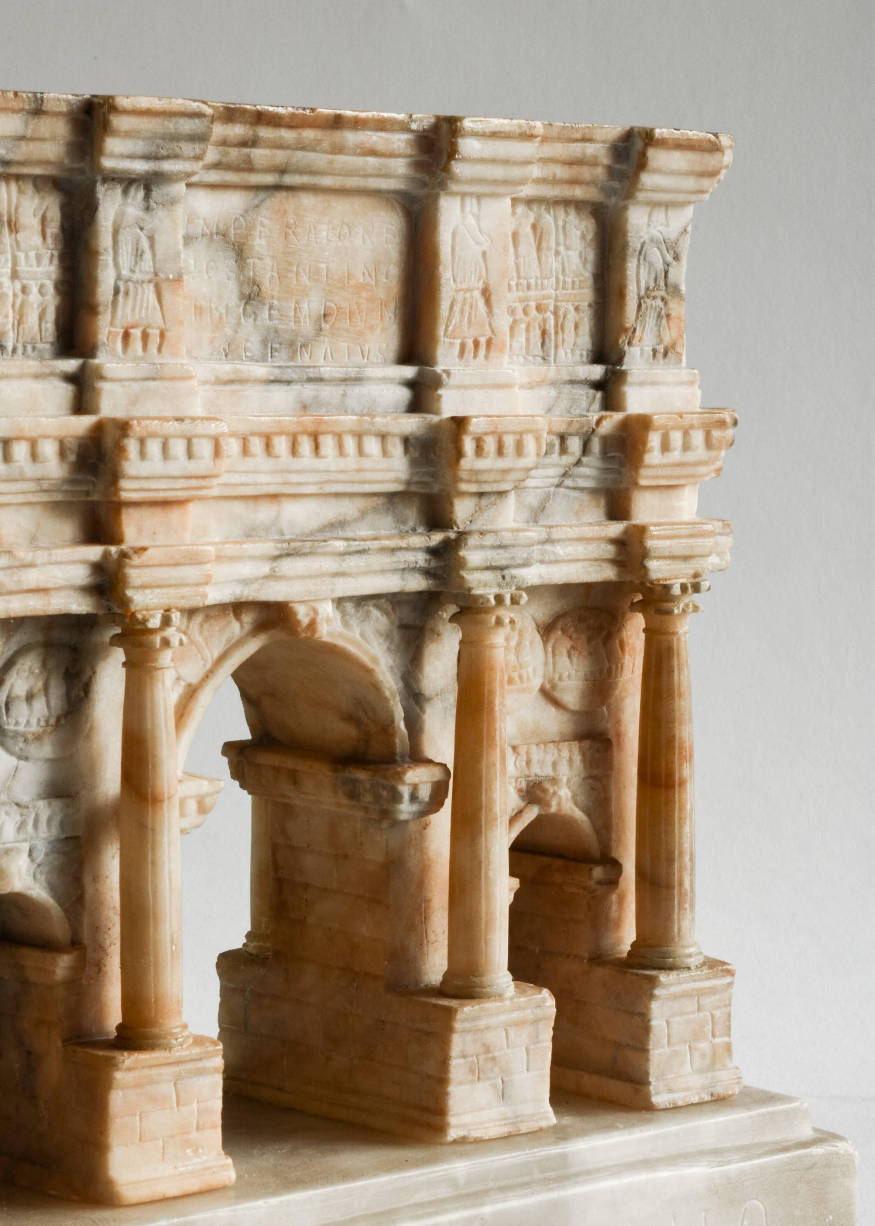 Carved Impressive 19th Century Grand Tour Alabaster Model of Rome's Arch of Constantine
