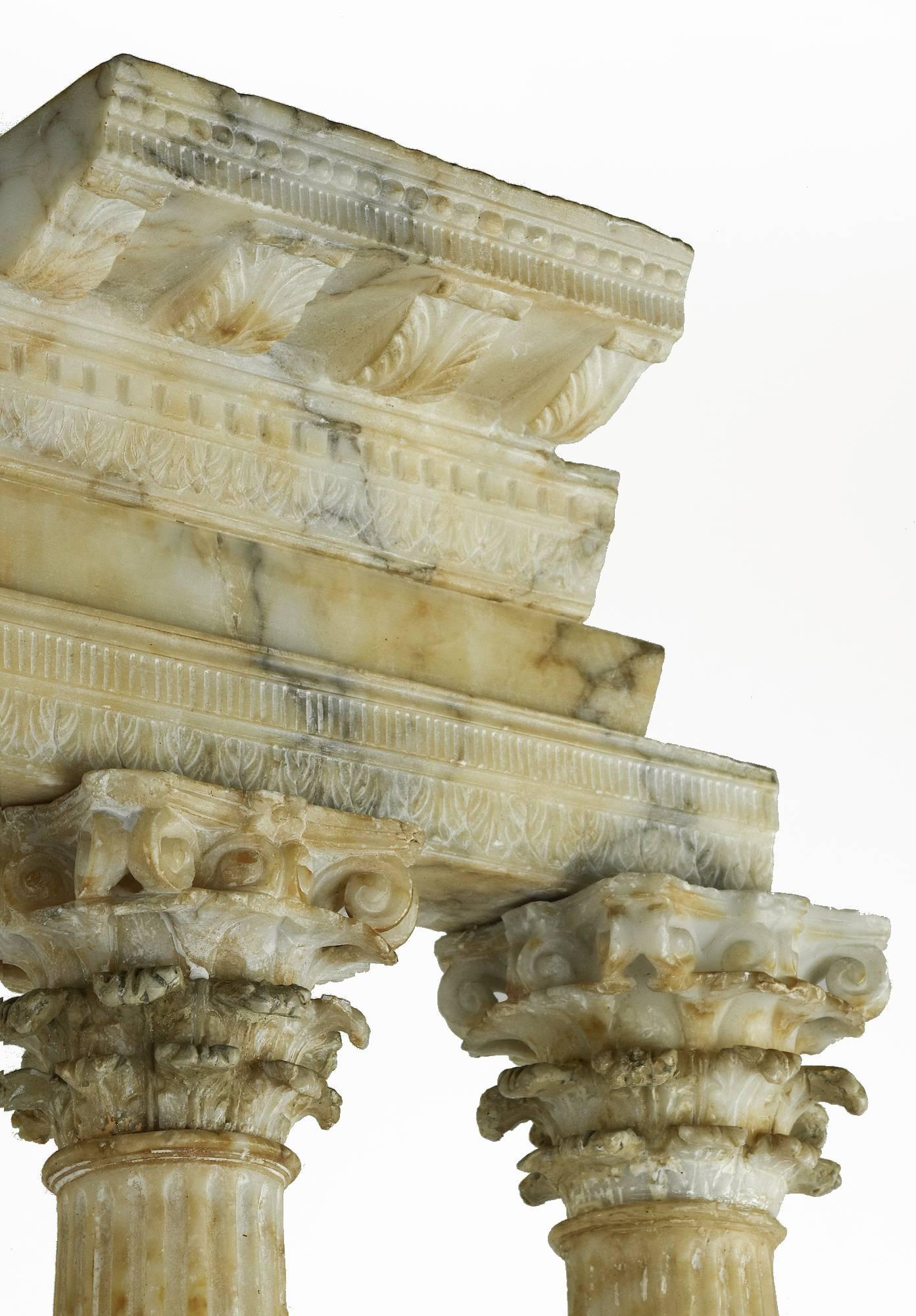 Grand Tour Alabaster Model of the Temple of Castor and Pollux, Rome, circa 1870 In Excellent Condition For Sale In Lafayette, CA