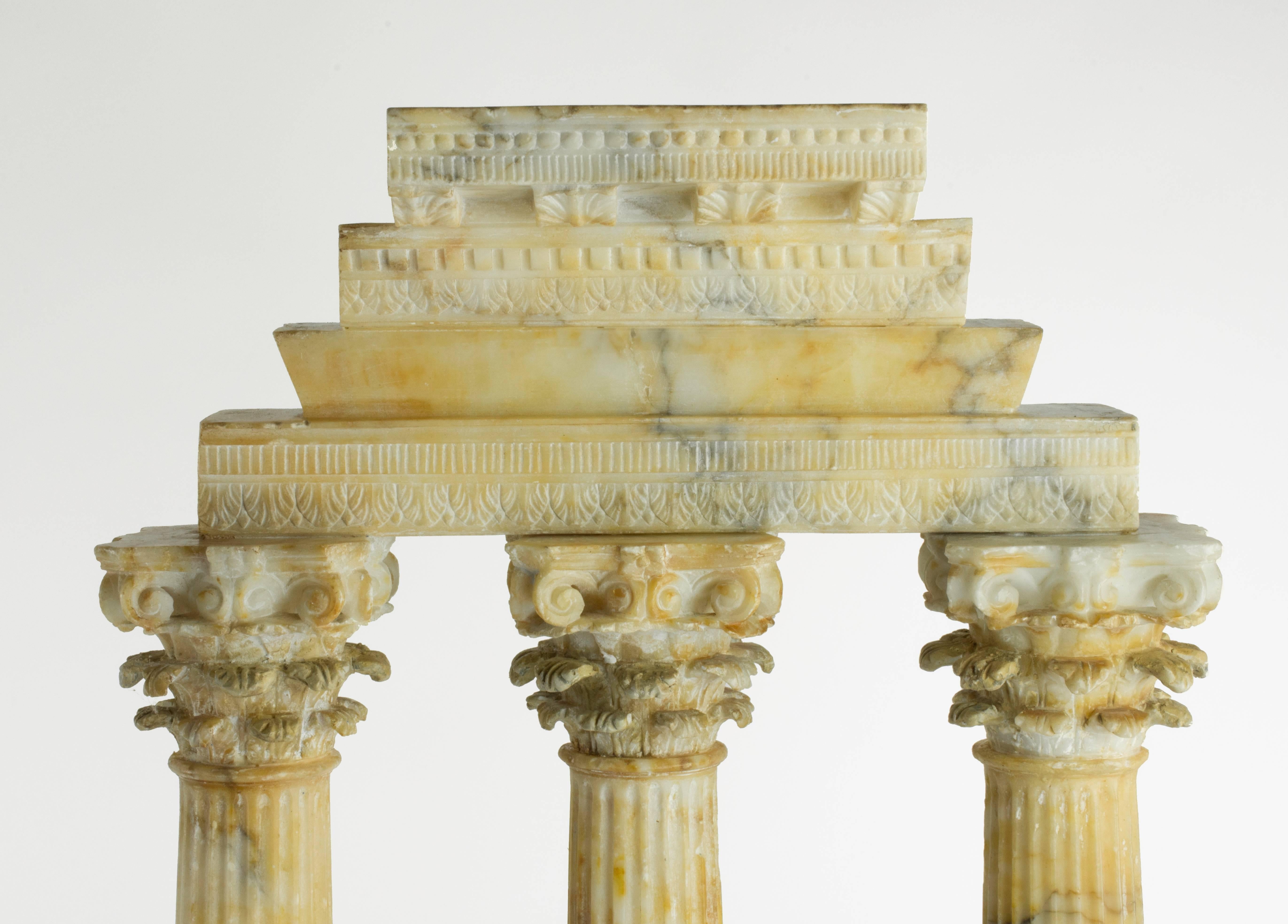 Late 19th Century Grand Tour Alabaster Model of the Temple of Castor and Pollux, Rome, circa 1870 For Sale