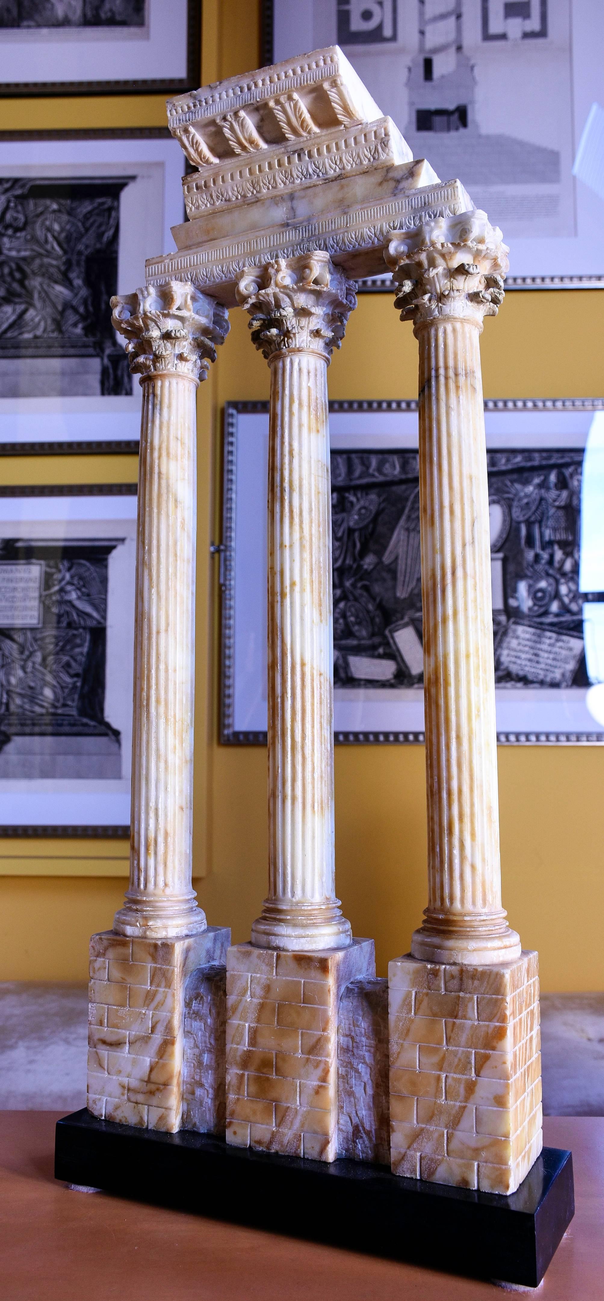 Italian Grand Tour Alabaster Model of the Temple of Castor and Pollux, Rome, circa 1870 For Sale