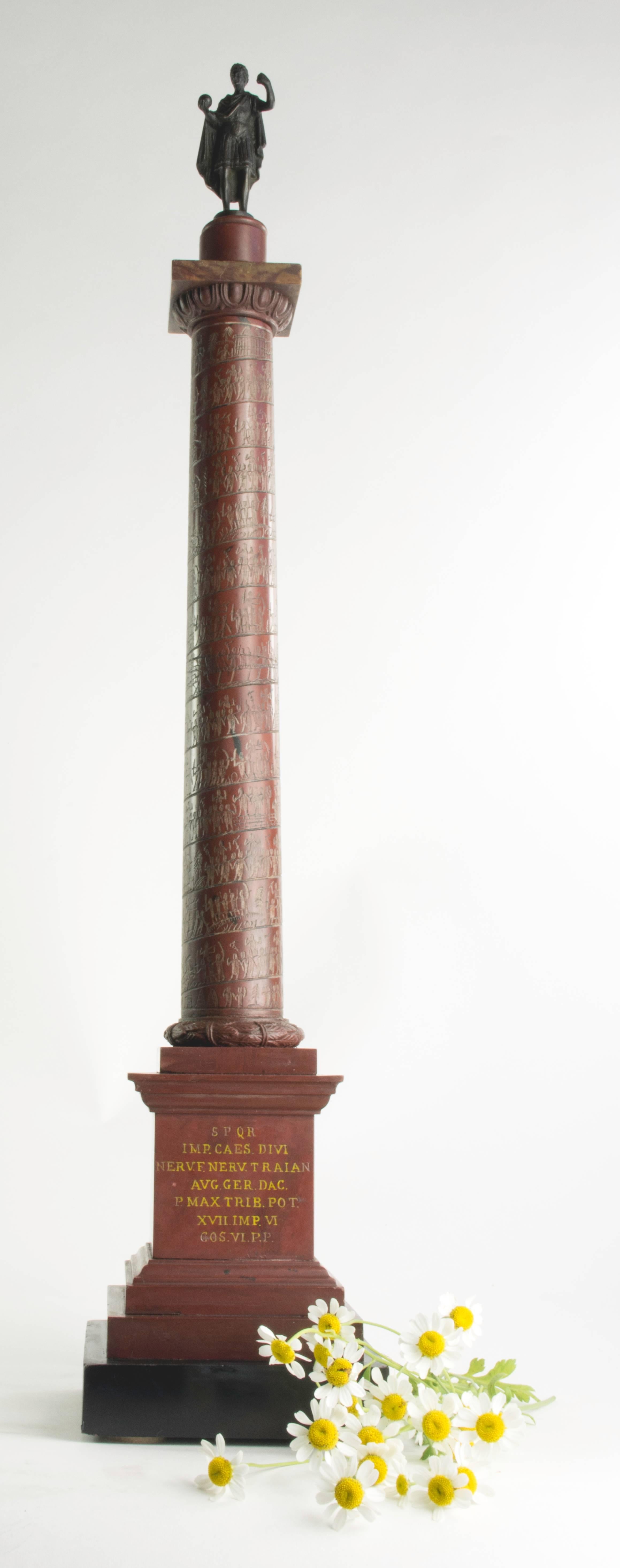 Grand Tour Large c. 1820  Rosso Antico Marble Model of Trajan's Column, Rome For Sale