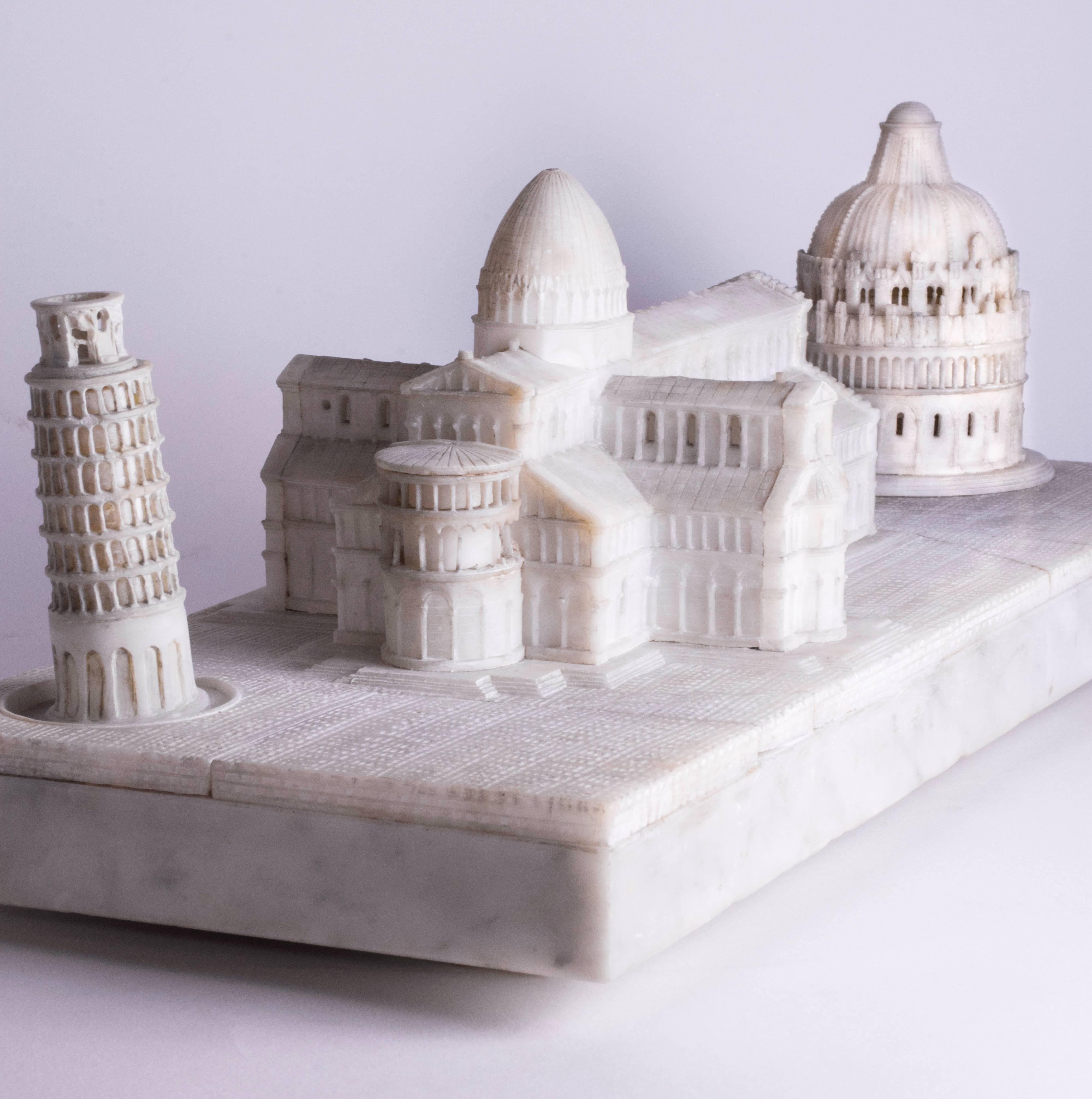 Italian Pisa Alabaster Cathedral Group Model, circa 1875