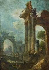 Accomplished 18th Century Roman School Grand Tour Architectural Ruins Painting