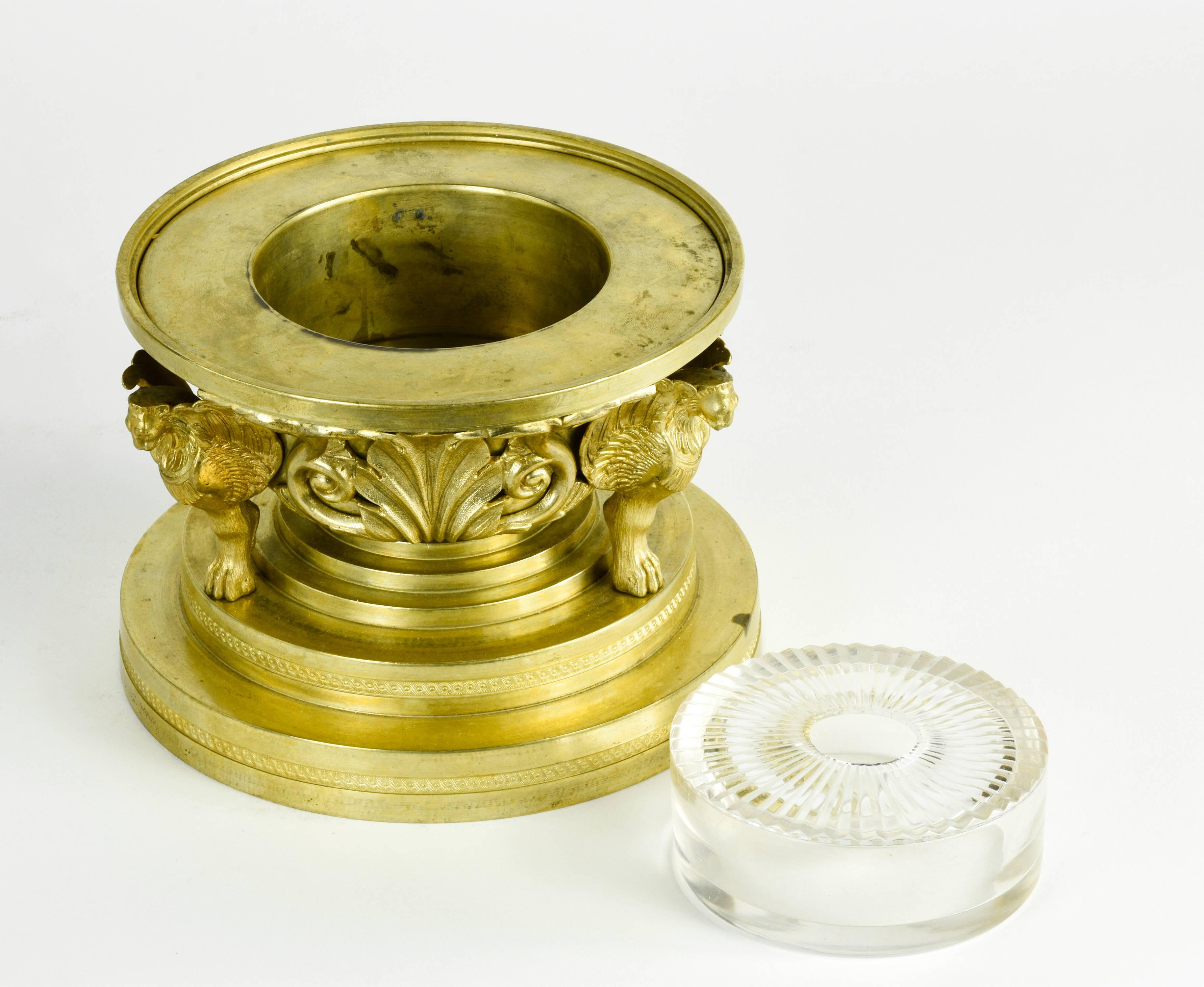 Cast Neoclassical Tripod Brass Lamp with Lionfoot Base, circa 1900 For Sale