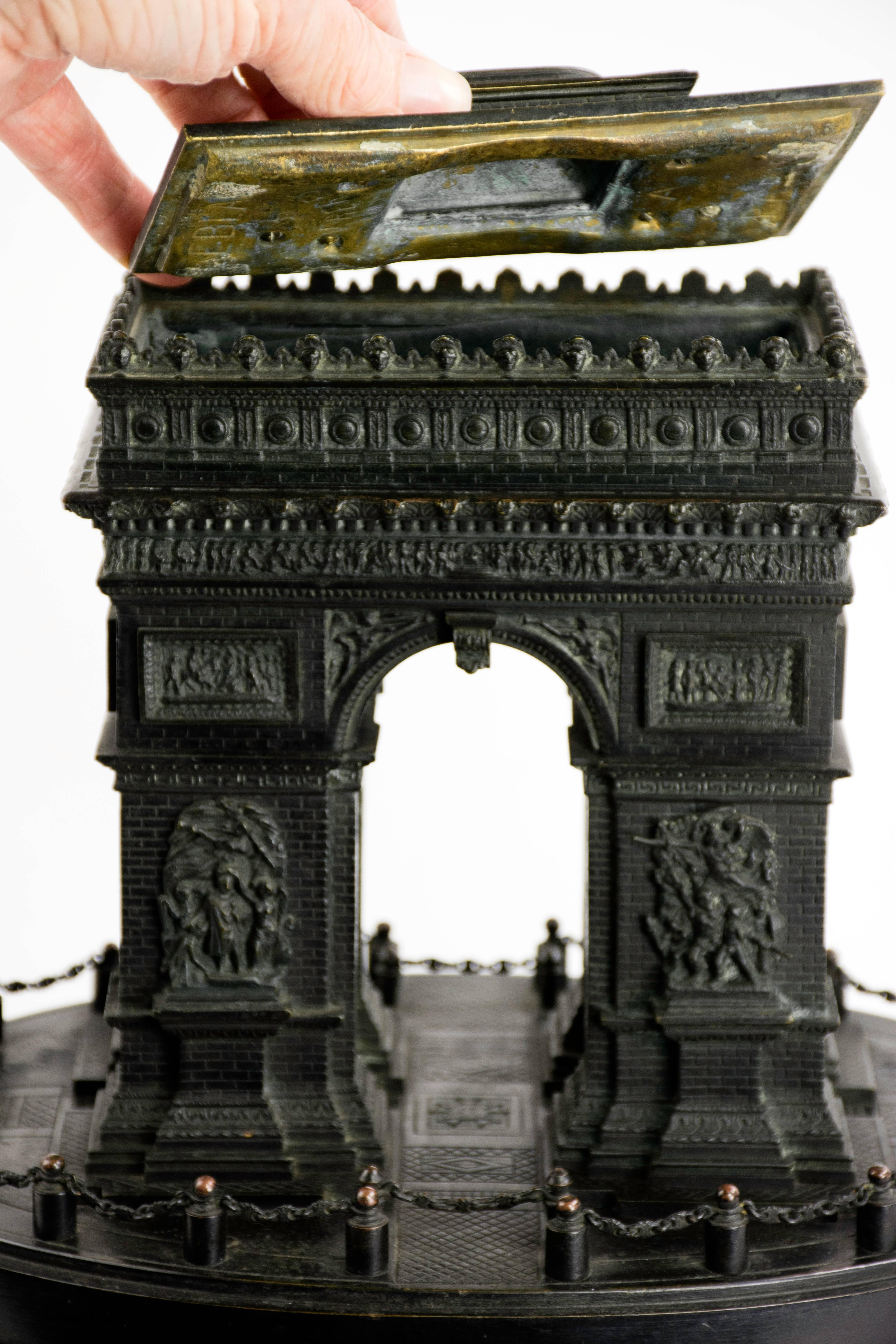 Carved Detailed 19th Century Grand Tour Bronze or Marble Model of the Arc De Triomphe For Sale
