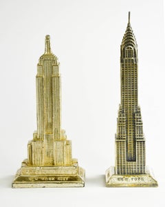 Chrysler and Empire State Buildings, Pair of 1930s Souvenir Buildings, New York