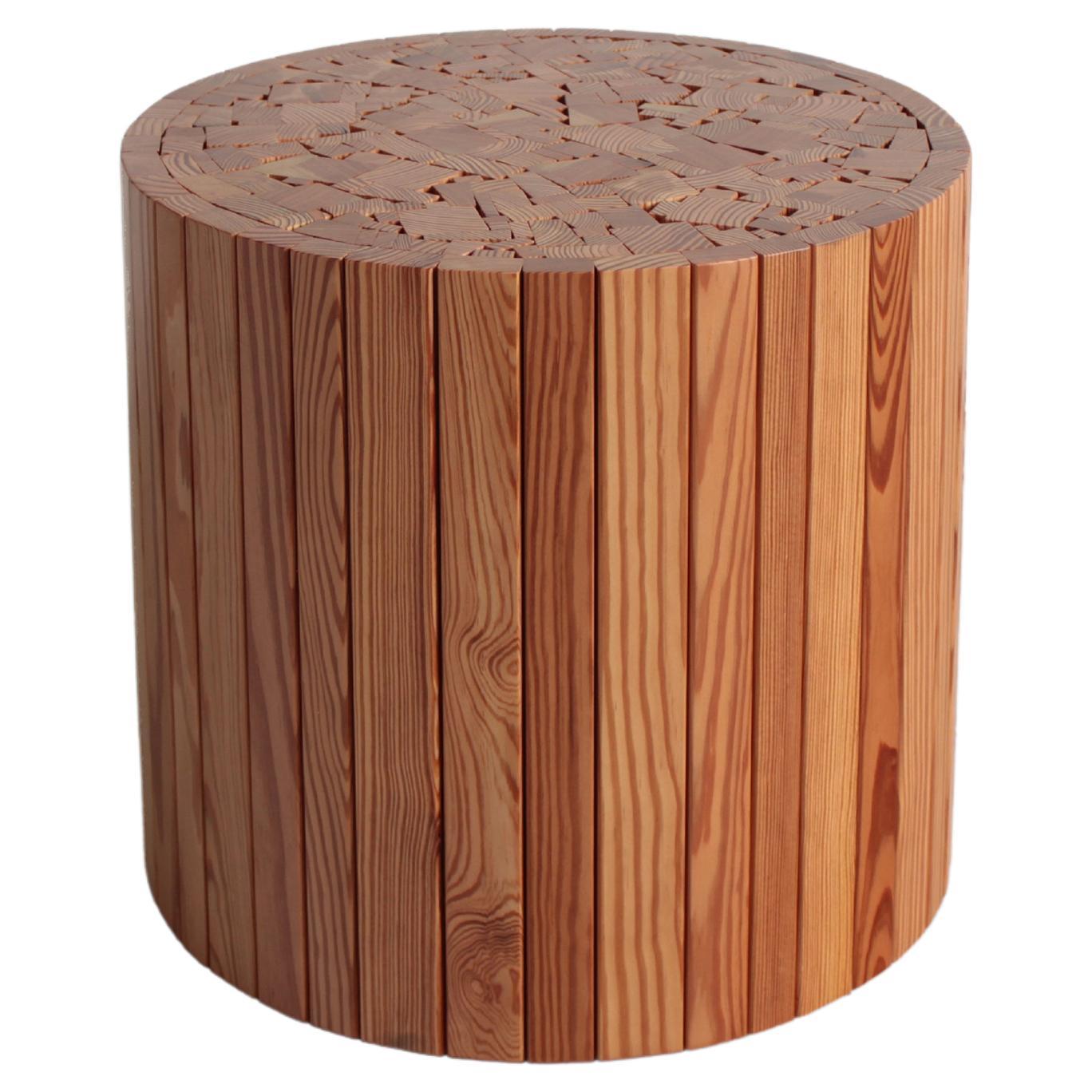 Stoolen Side Table in Heart Pine 16" For Sale