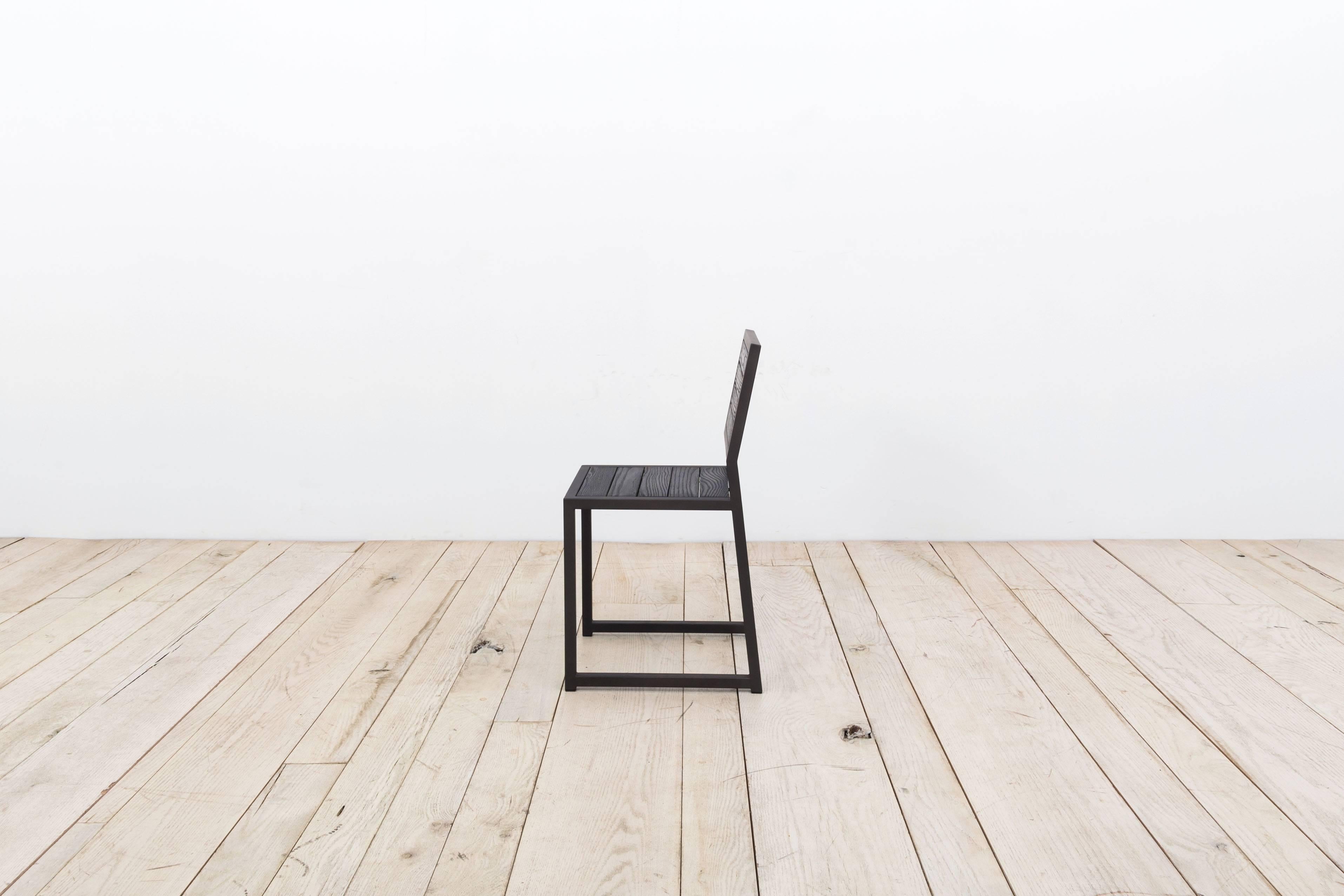 Modern 1x1 Chair by Uhuru Design in Black Steel and Charred Oak - IN  STOCK