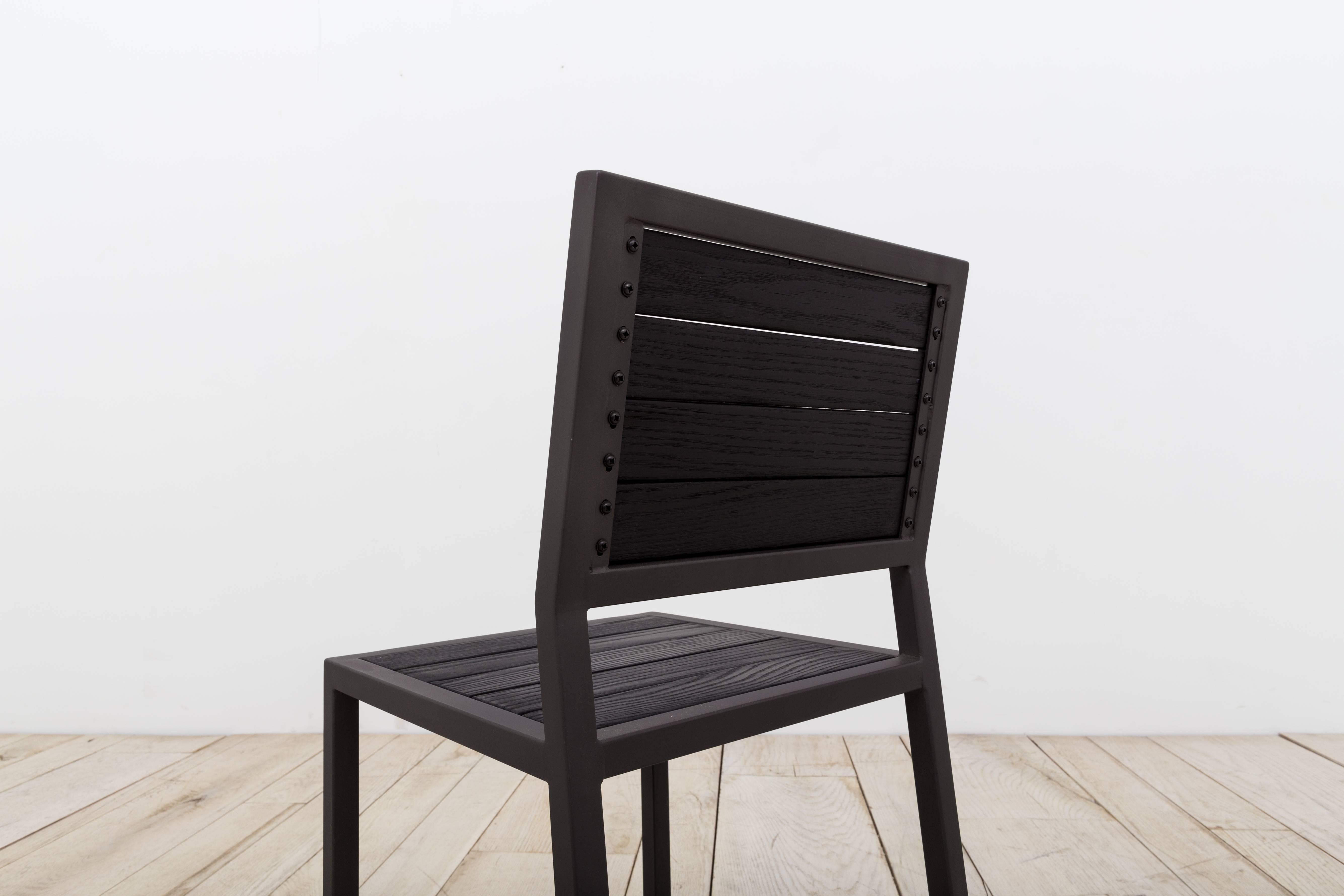 Contemporary 1x1 Chair by Uhuru Design in Black Steel and Charred Oak - IN  STOCK