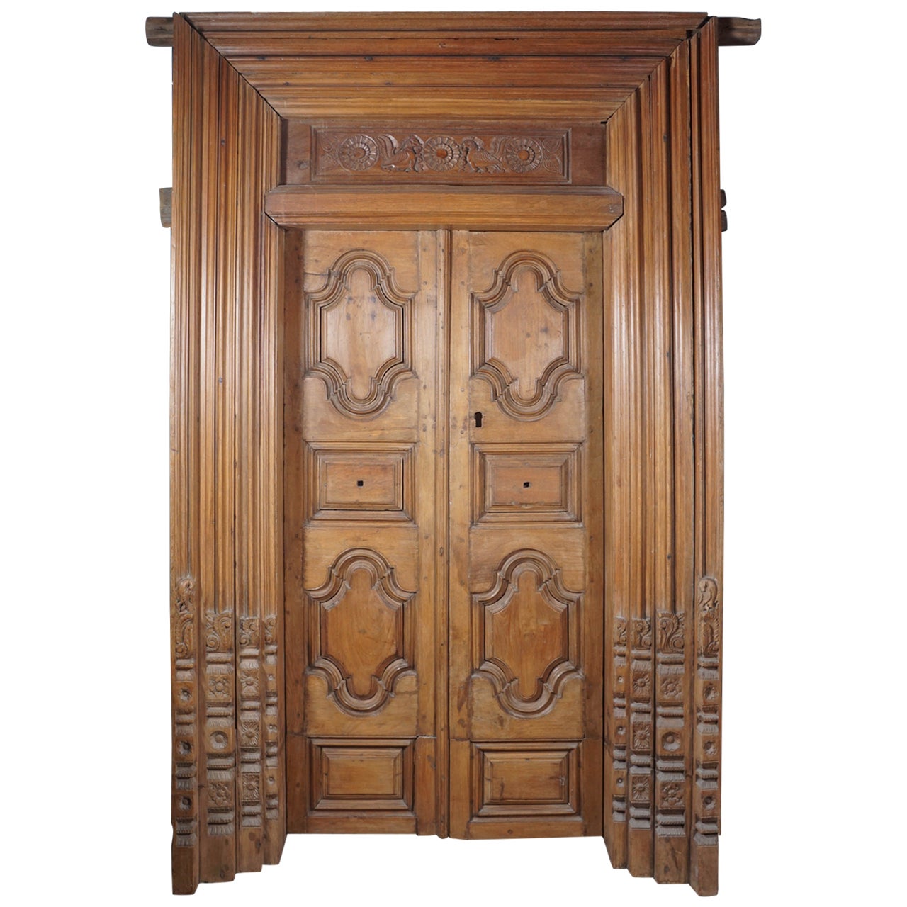 19th Century Hand-Carved Teak Wood Doors For Sale
