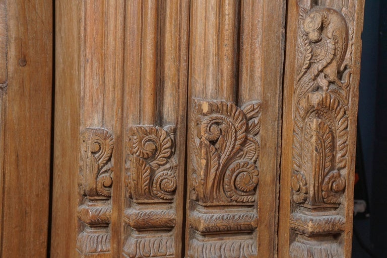 Indian 19th Century Hand-Carved Teak Wood Doors For Sale
