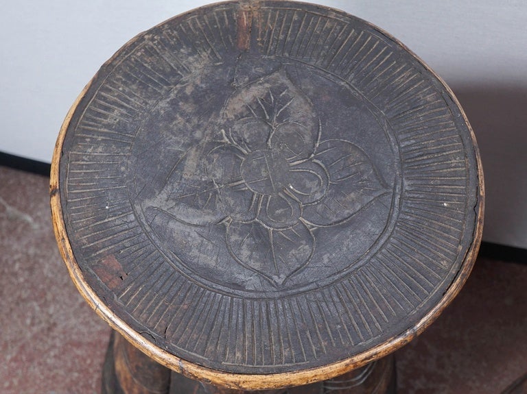 Pair of 19th Century Hand-Carved Stools, Nepal In Excellent Condition In Hudson, NY