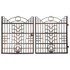 Antique Art Deco Wrought Iron Gates, circa 1930s