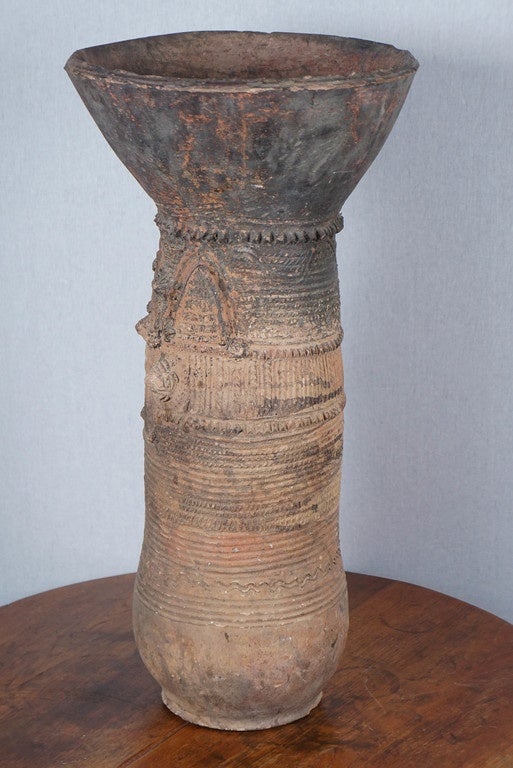 Used for water, as well as serving for the stand for a water vessel for the Nupe people in Nigeria.
The Nupe are a large ethnic group in mort-western Nigeria comprising some 900,000 people living around their capital, Bida.  There are four pottery