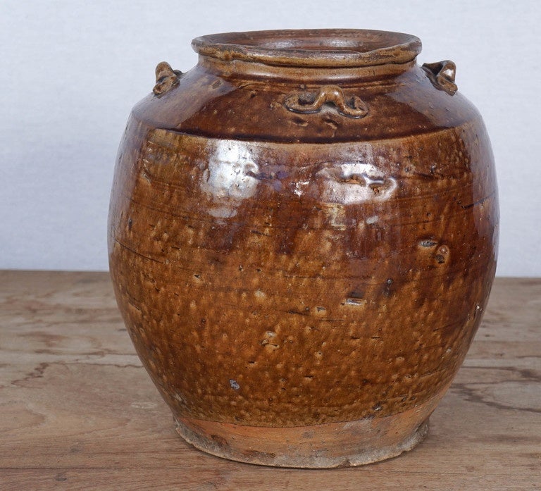 19th Century Brown Glazed Ginger Jars In Excellent Condition For Sale In Hudson, NY