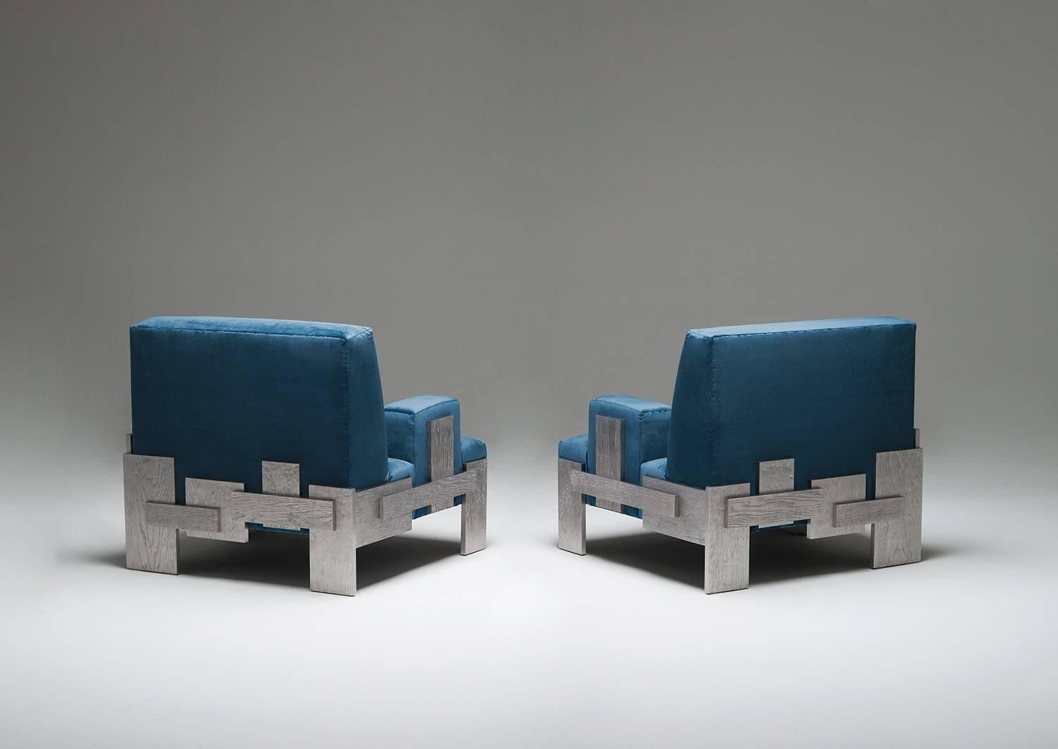 Pair of Armchairs 'Strata' by Mattia Bonetti In Excellent Condition For Sale In London, GB