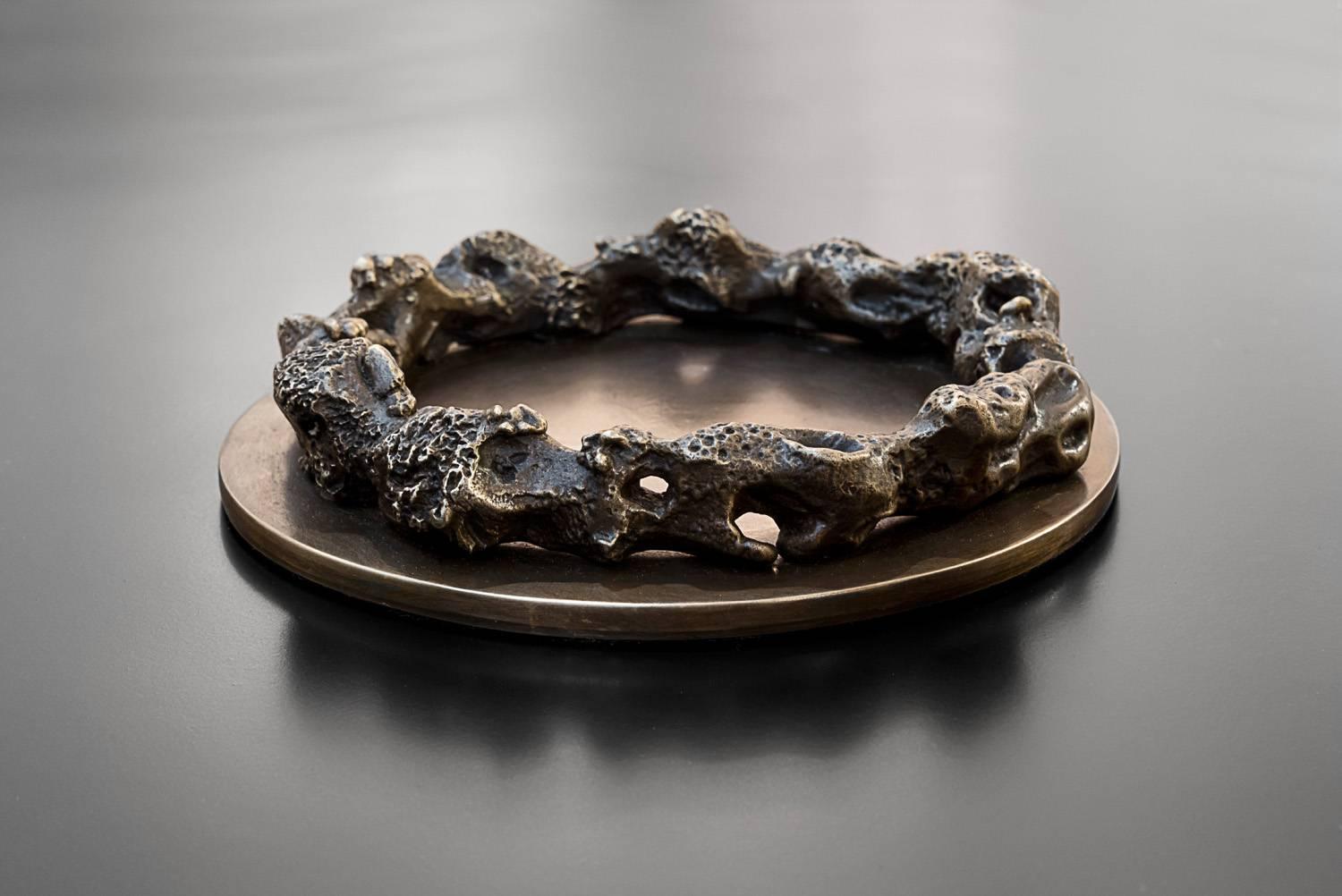 Mattia Bonetti
Dish 'Grotto Circular,'
Can be used as a wine bottle holder.
2015.
Bronze, patinated.
H 3 x diameter 13.5 cm/H 1.2 x diameter 5.3 in.
David Gill Gallery.
For EU buyers this piece is subject to a 20% VAT tax, which will be added to the