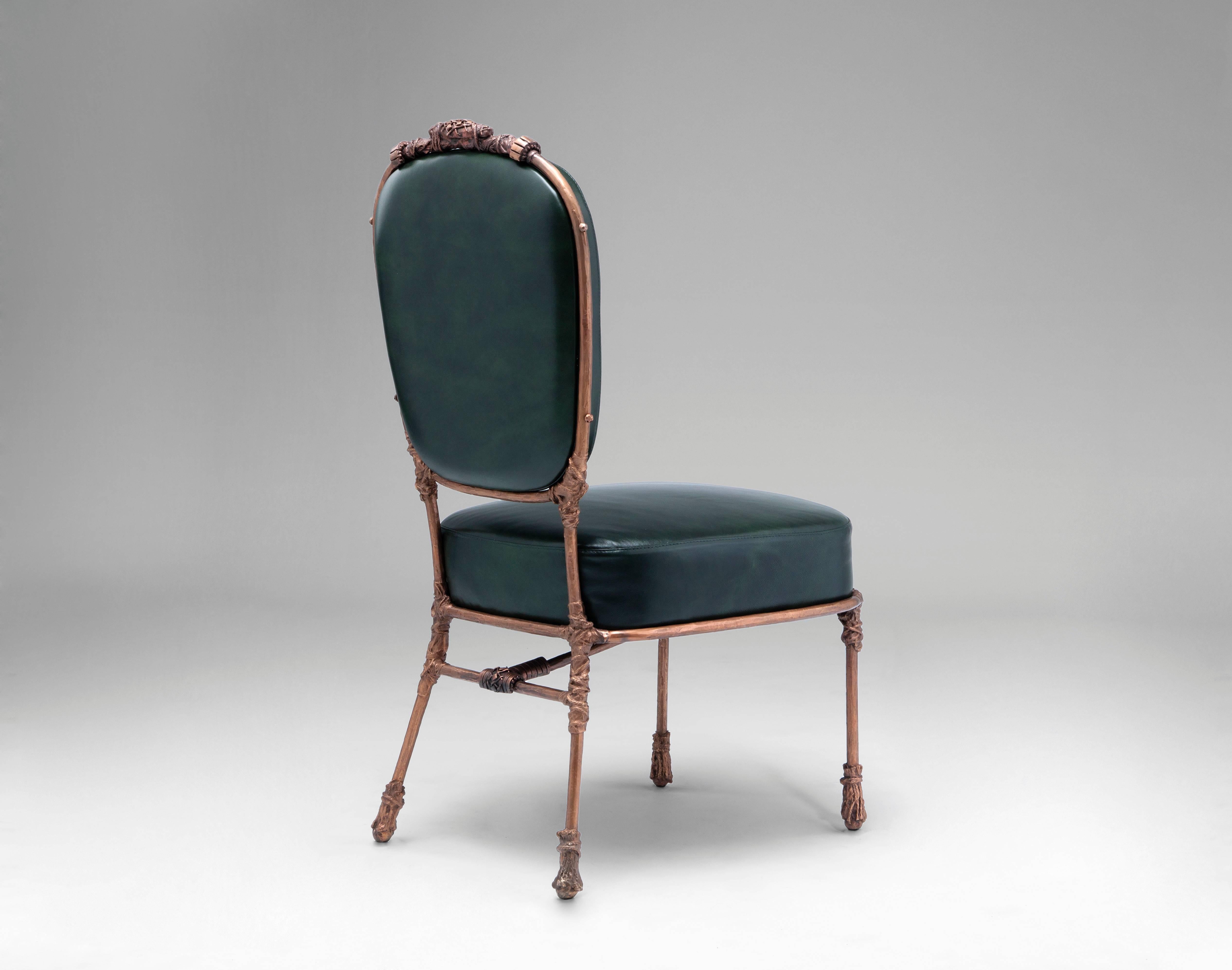 Mattia Bonetti
Chair 'Congo' 
2014 
Bronze, upholstery
H95 x L58 x D44 cm / H37.4 x L22.8 x D17.3 in
David Gill Gallery 
For EU buyers this piece is subject to a 20% VAT tax, which will be added to the price after the order has confirmed.  Please