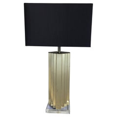Mid-Century Modern Skyscraper Brass and Lucite Table Lamp