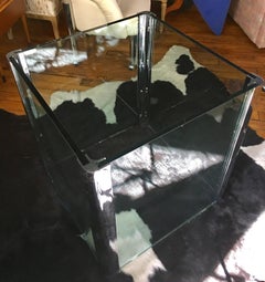 Pace Collection Chrome and Glass Square Dining Table Base, 1970's
