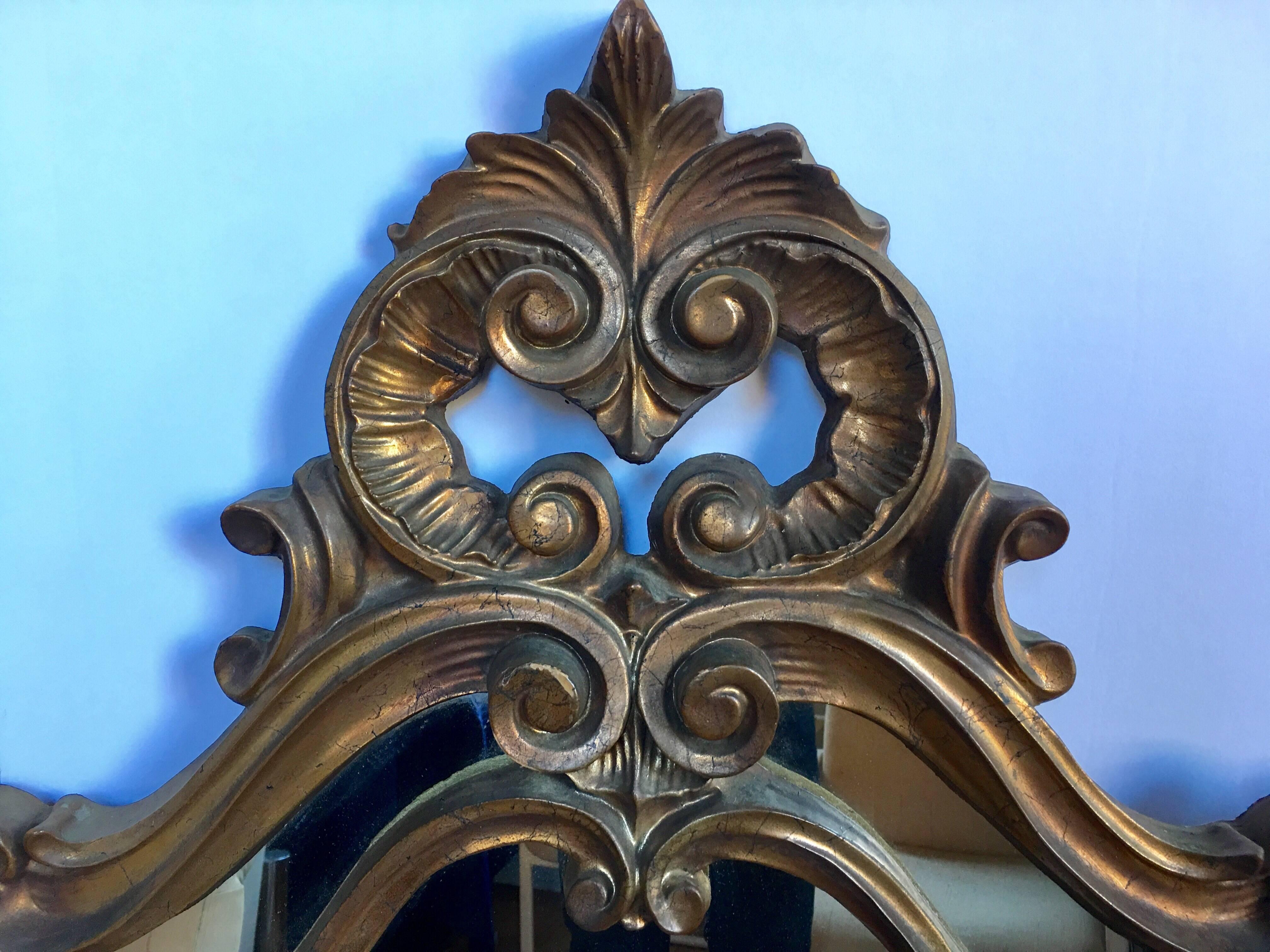 Hollywood Regency Pair of Rococo Style Wall Mirrors