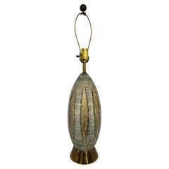 Mid-Century Modern Bitossi Style Ceramic and Brass Table Lamp, Italy