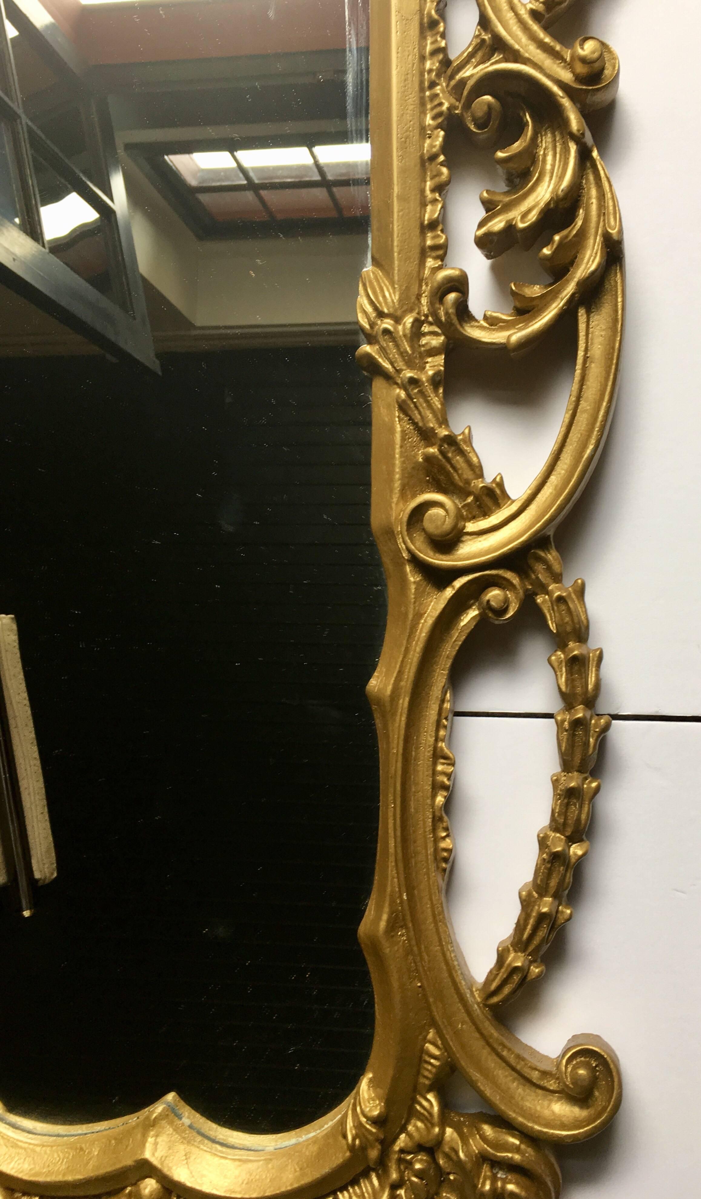 Late 20th Century Italian Rococo Giltwood Style Draped Wall Mirror