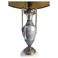 French Marble and Metal Urn Table Lamp with Figural Bust