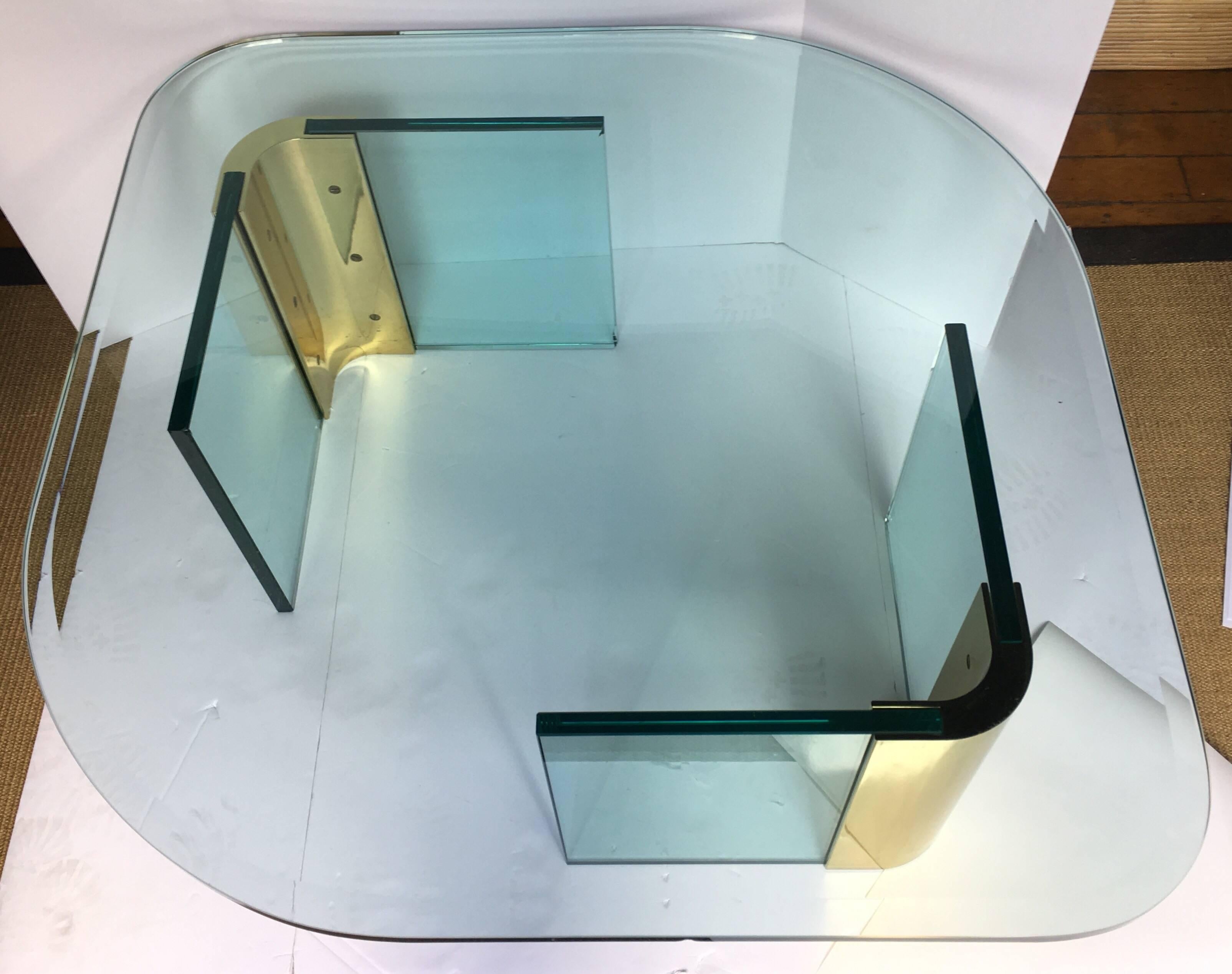 Mid-Century Modern Modern Sculptural Brass and Glass Coffee Table in the Style of Pace