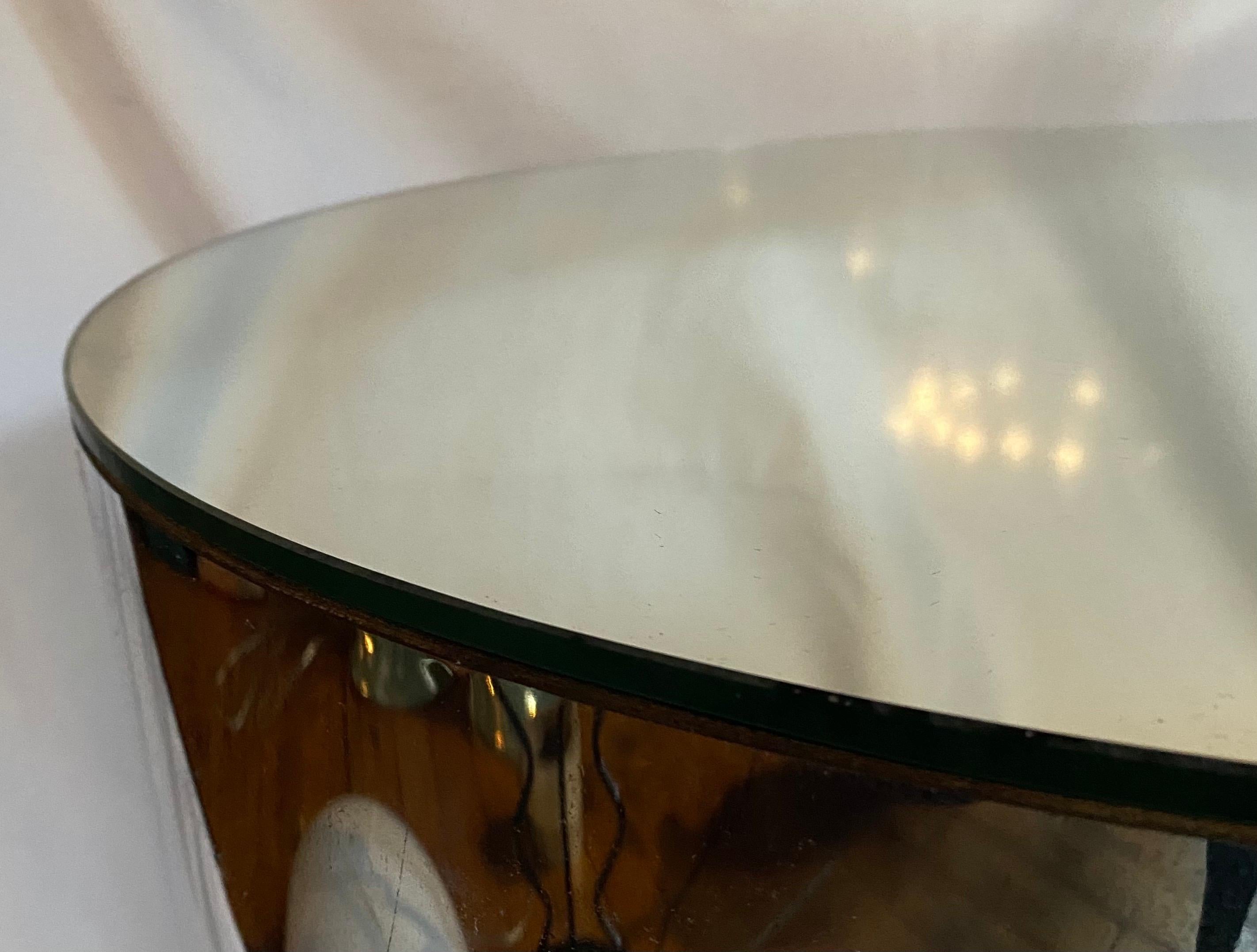 Mid-Century Modern Mid Century Modern Jere Style Large Round Mirrored Drum Pedestal Side Table