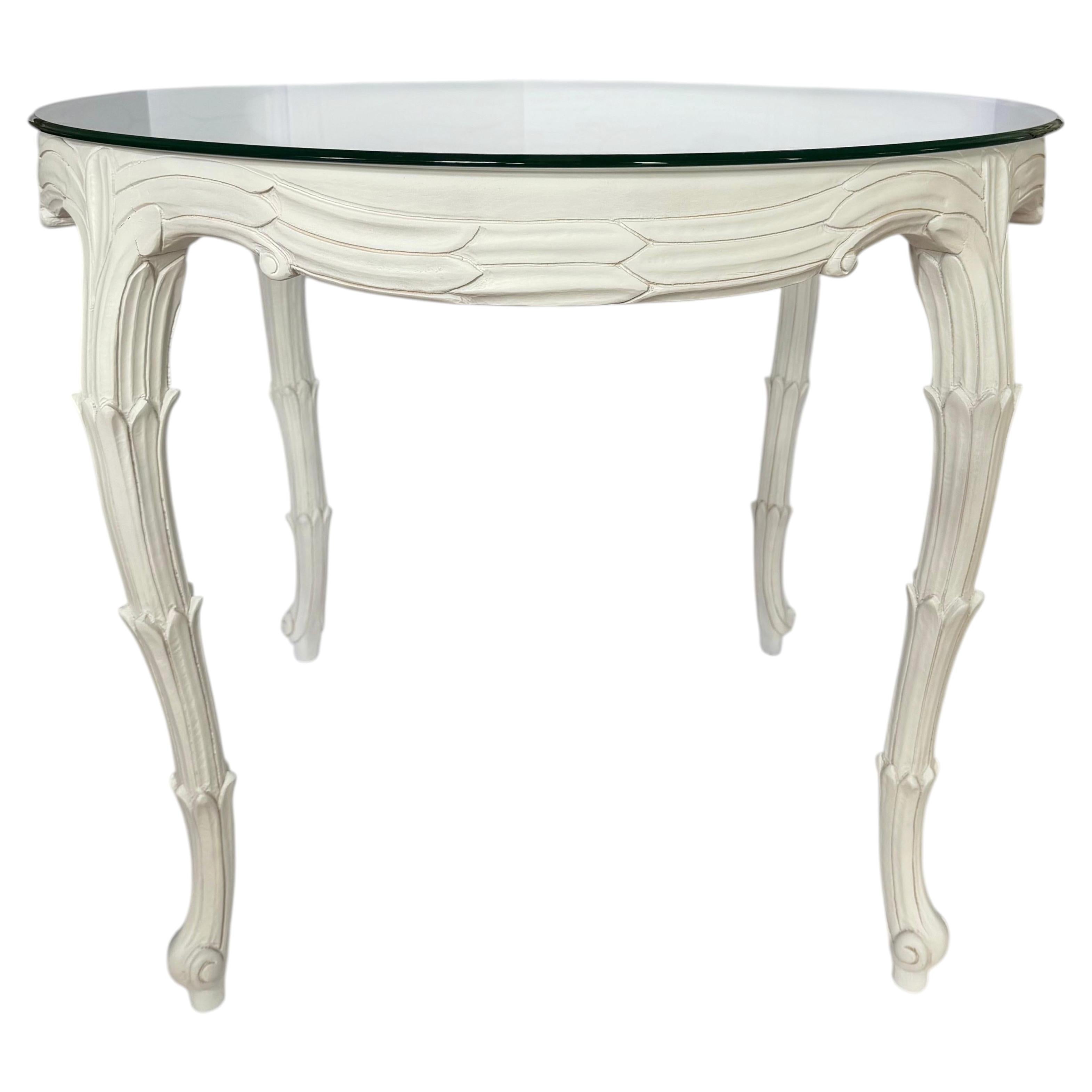 Palm Regency Round Center Entry Hall Game Dining Table Serge Roche Plaster Style For Sale