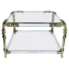 Tavolino scultoreo in lucite e corda di vetro in stile Hollywood Regency, Spagna