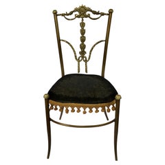 Midcentury Bronze Metal Draped Accent Chair, Italy