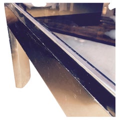 Mid-Century Modern Square Brass Cocktail Table with Smoked Glass