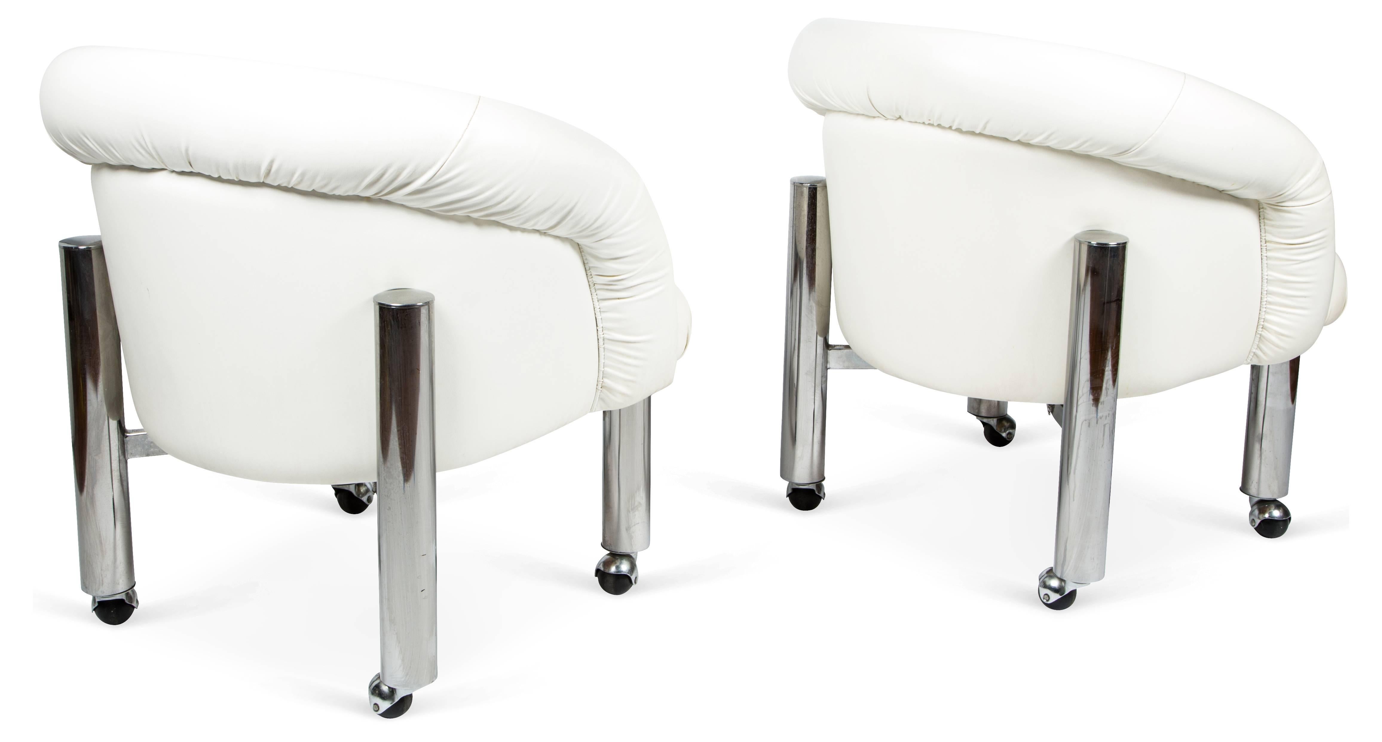 Late 20th Century Mid-Century Modern Milo Baughman Style Tubular Chrome Chairs, 1970's 