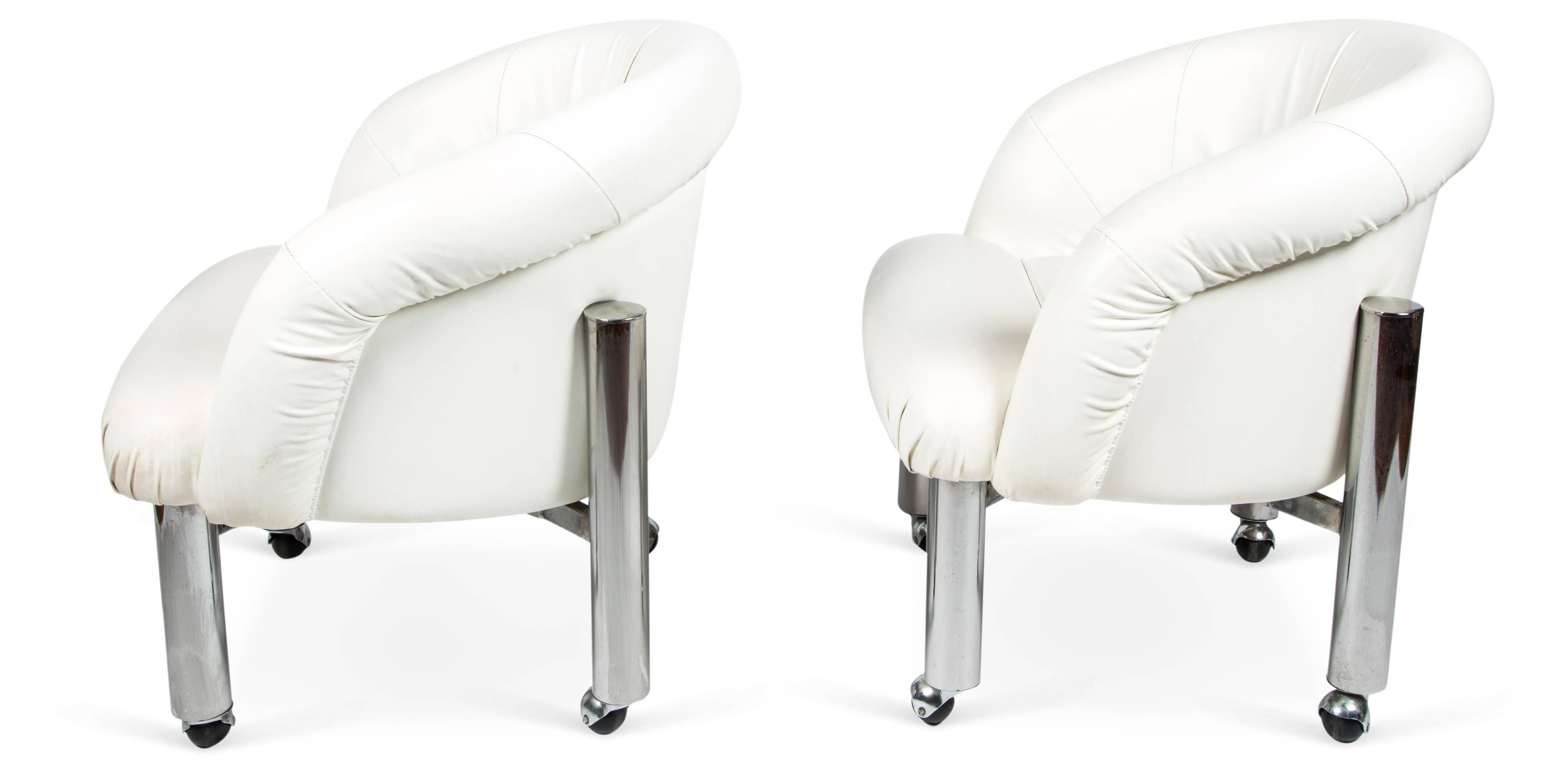 Mid-Century Modern Milo Baughman Style Tubular Chrome Chairs, 1970's  1