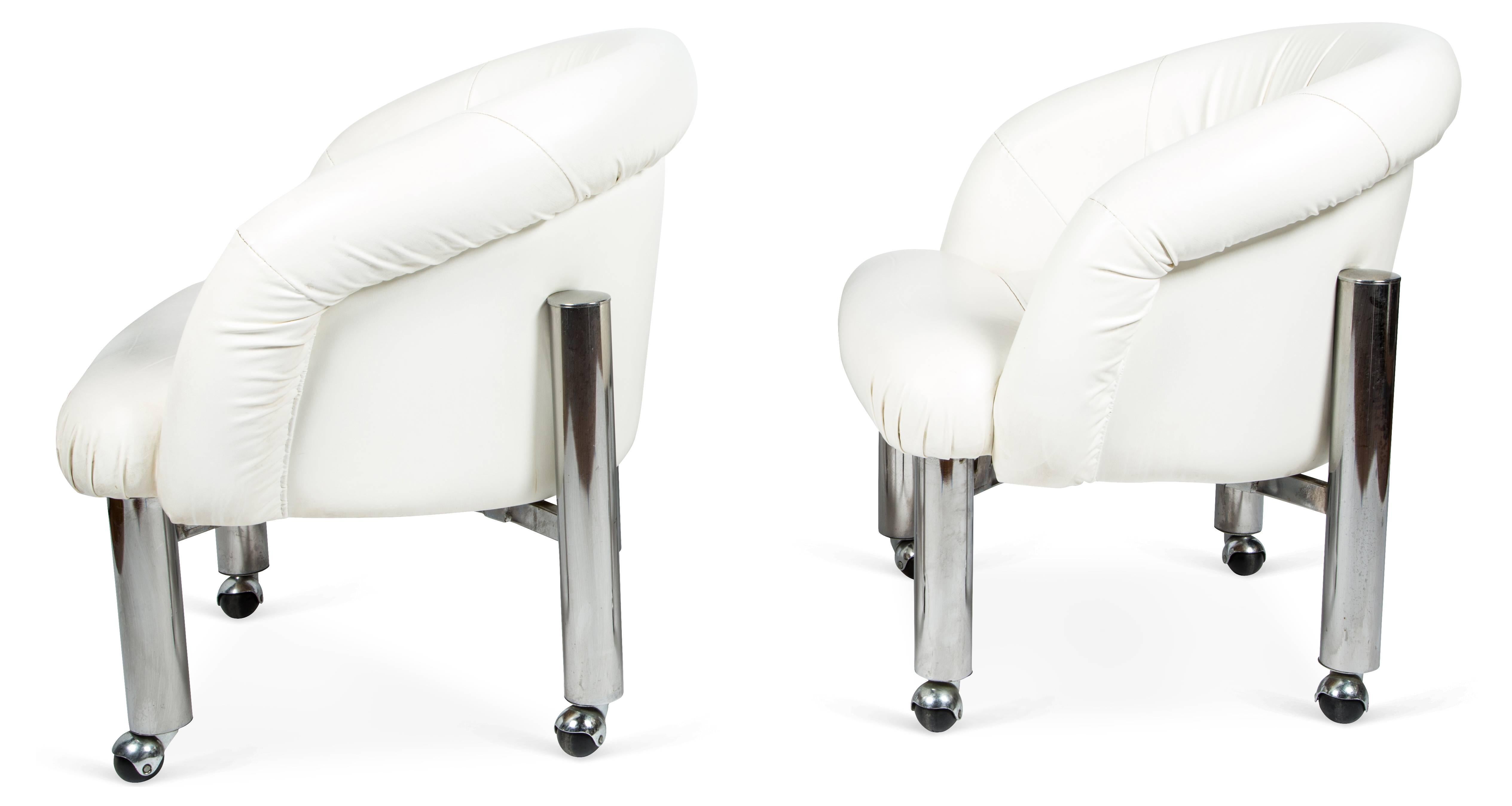 Mid-Century Modern Milo Baughman Style Tubular Chrome Chairs, 1970's  2