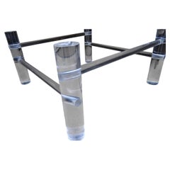 Modern Tubular Lucite Square Coffee Table Base